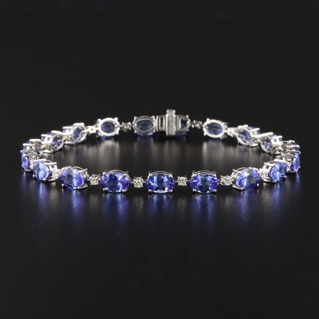 Platinum Tanzanite and Diamond Bracelet