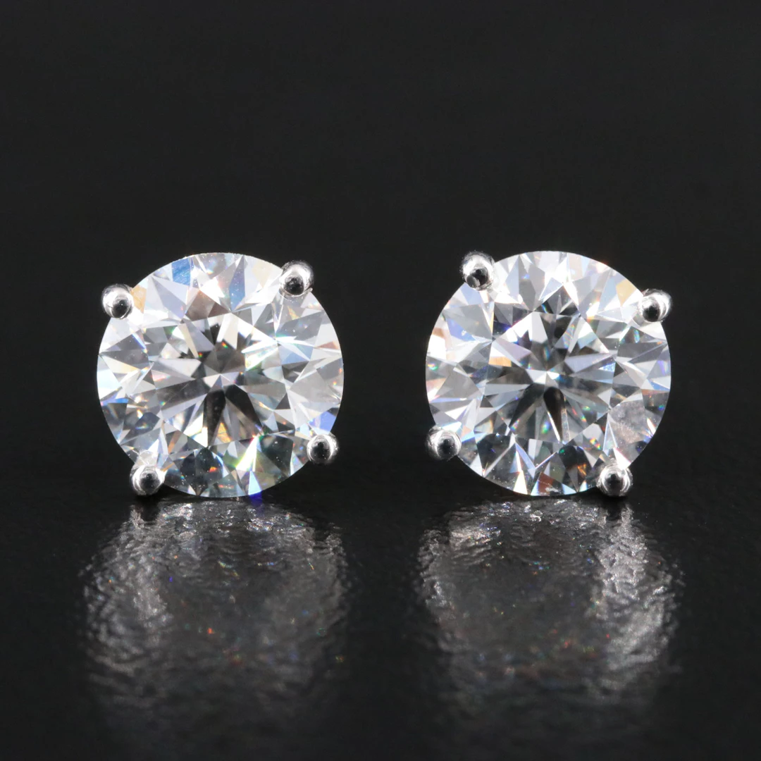 14K 5.02 CTW Lab Grown Diamond Solitaire Earrings with IGI Reports