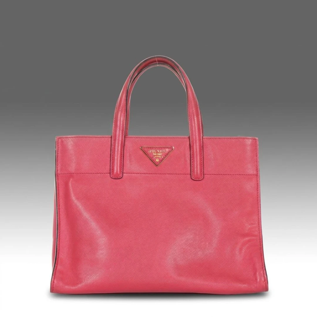 Prada Two-Way Tote Bag in Peonia Pink Saffiano Soft Leather
