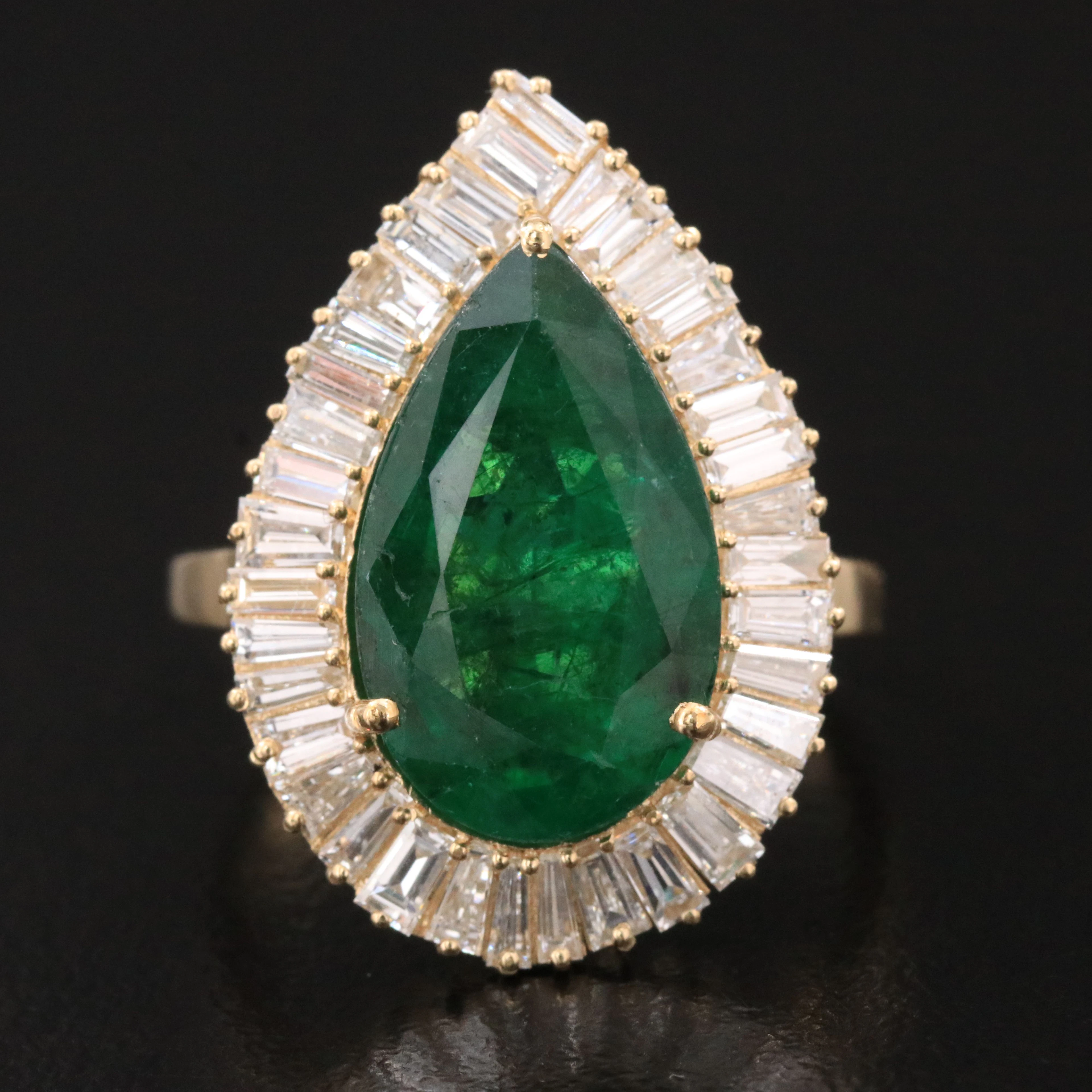 14K 4.65 CT Zambian Emerald and Diamond Ring with GIA Report