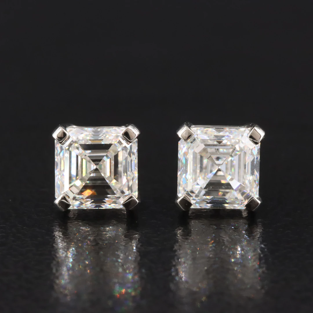 Platinum 1.90 CTW Diamond Earrings with GIA Reports