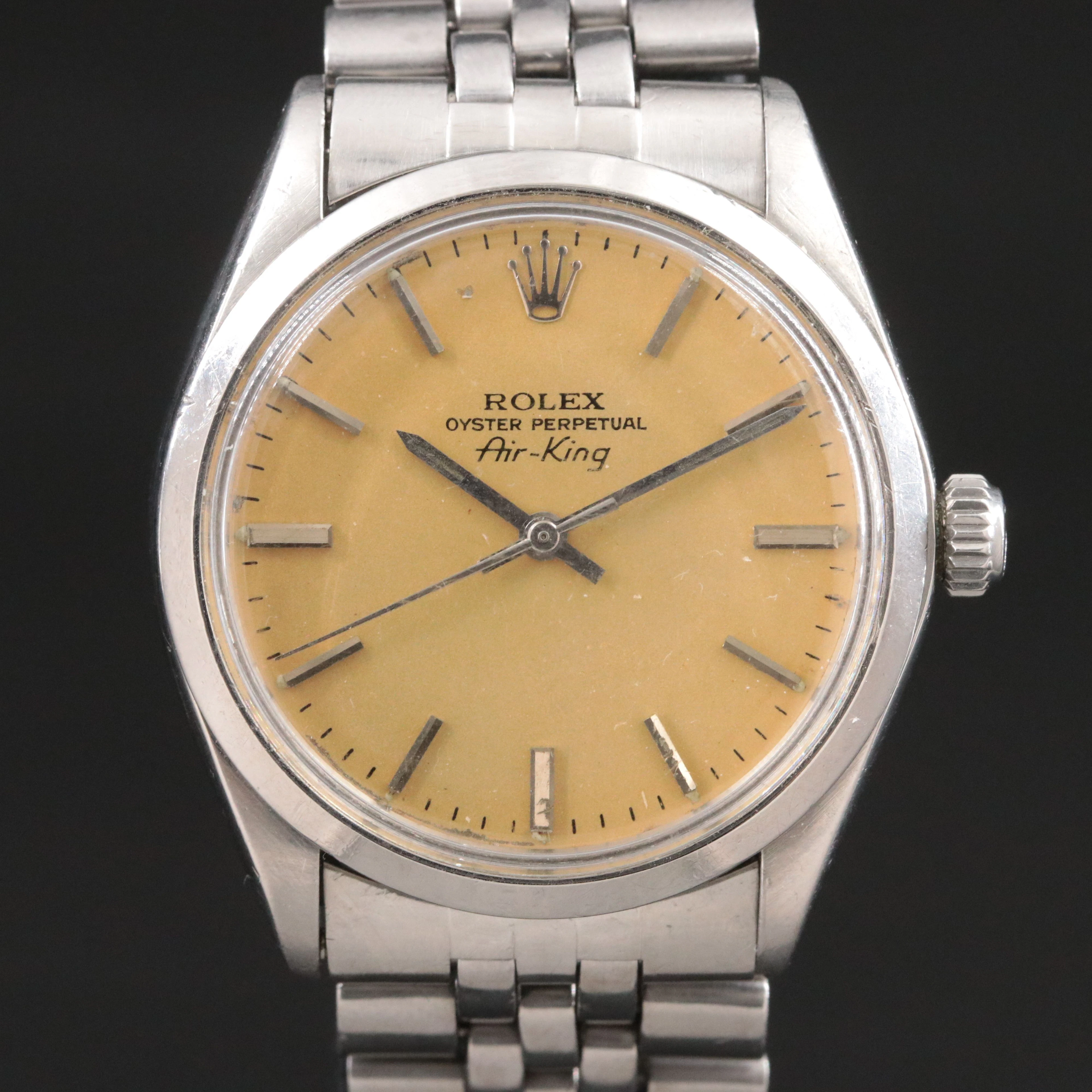 1974 Rolex Air-King Oyster Perpetual Steel Light Yellow Dial Watch Model 5500