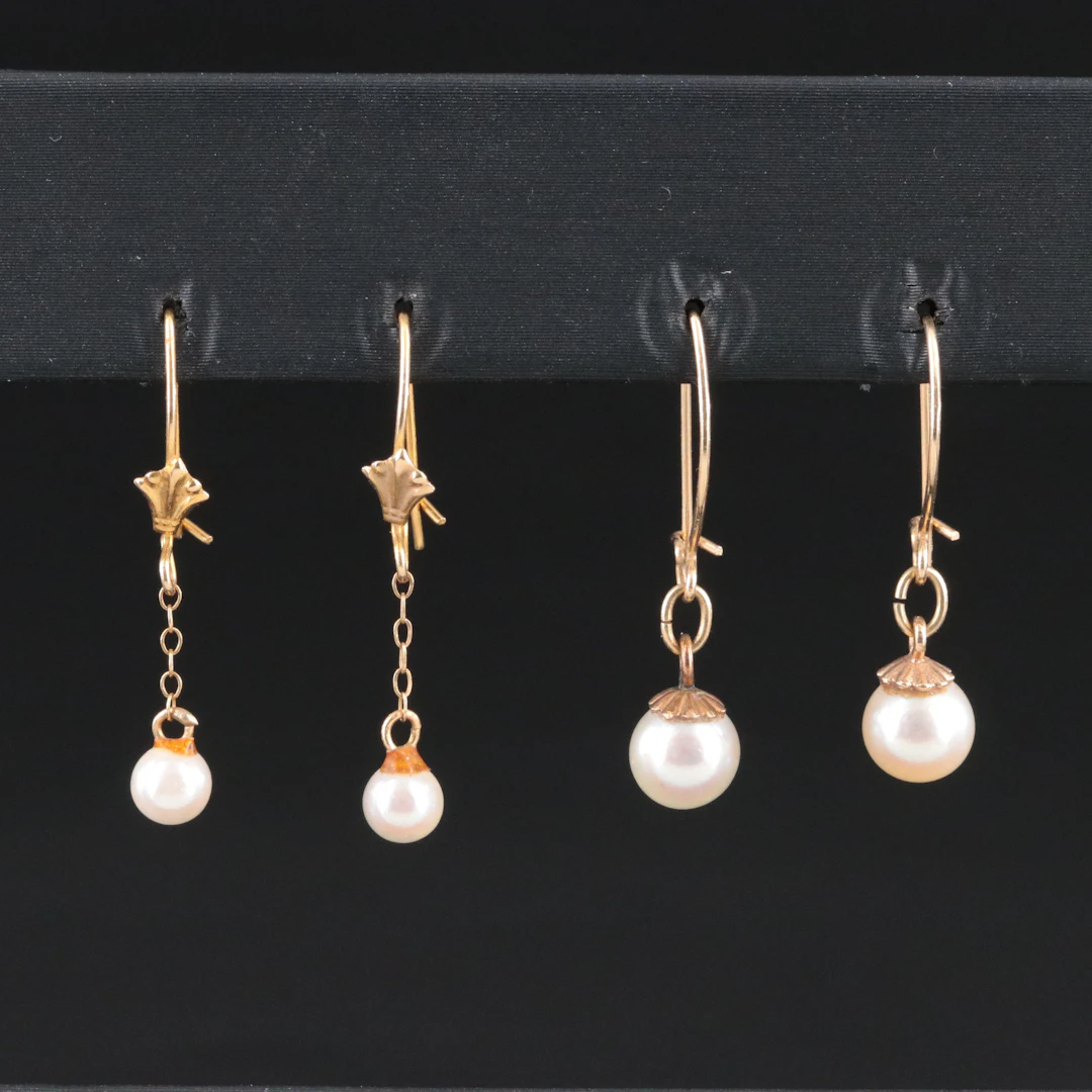 14K Pearl Drop Earrings