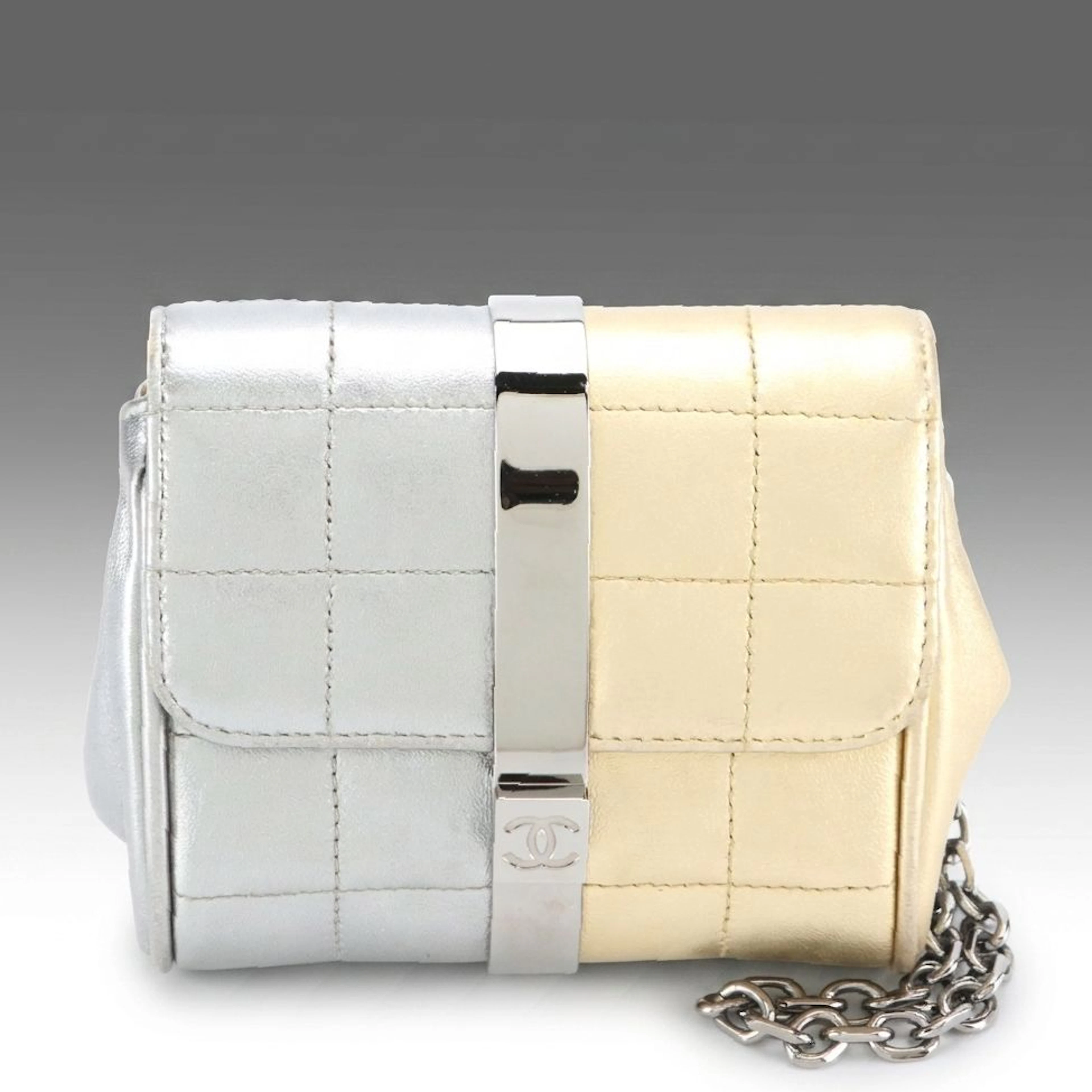 Chanel Mini Wristlet Clutch in Mixed Metallic Quilted Lambskin Leather