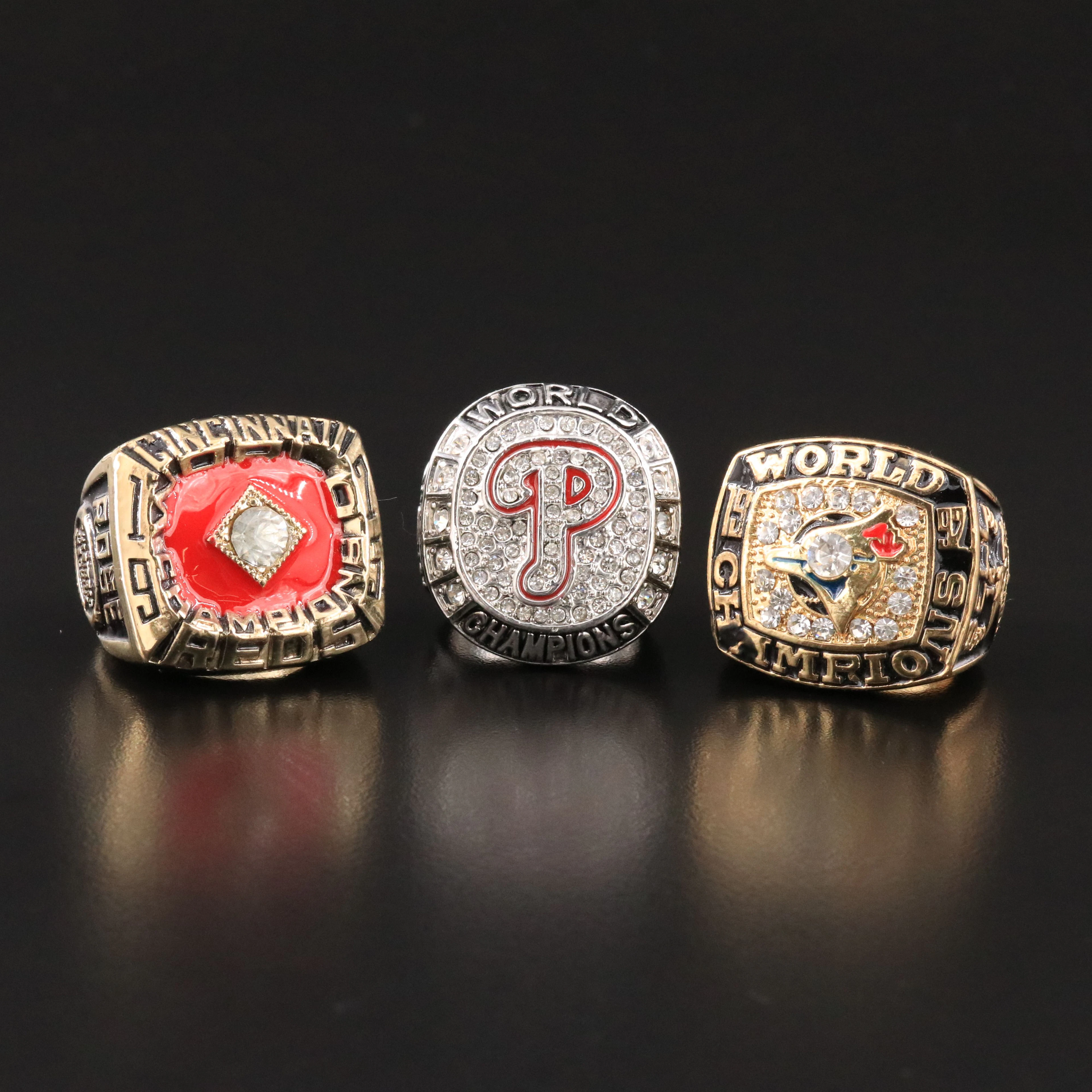 Replica Baseball Championship Rings with Rhinestones and Enamel
