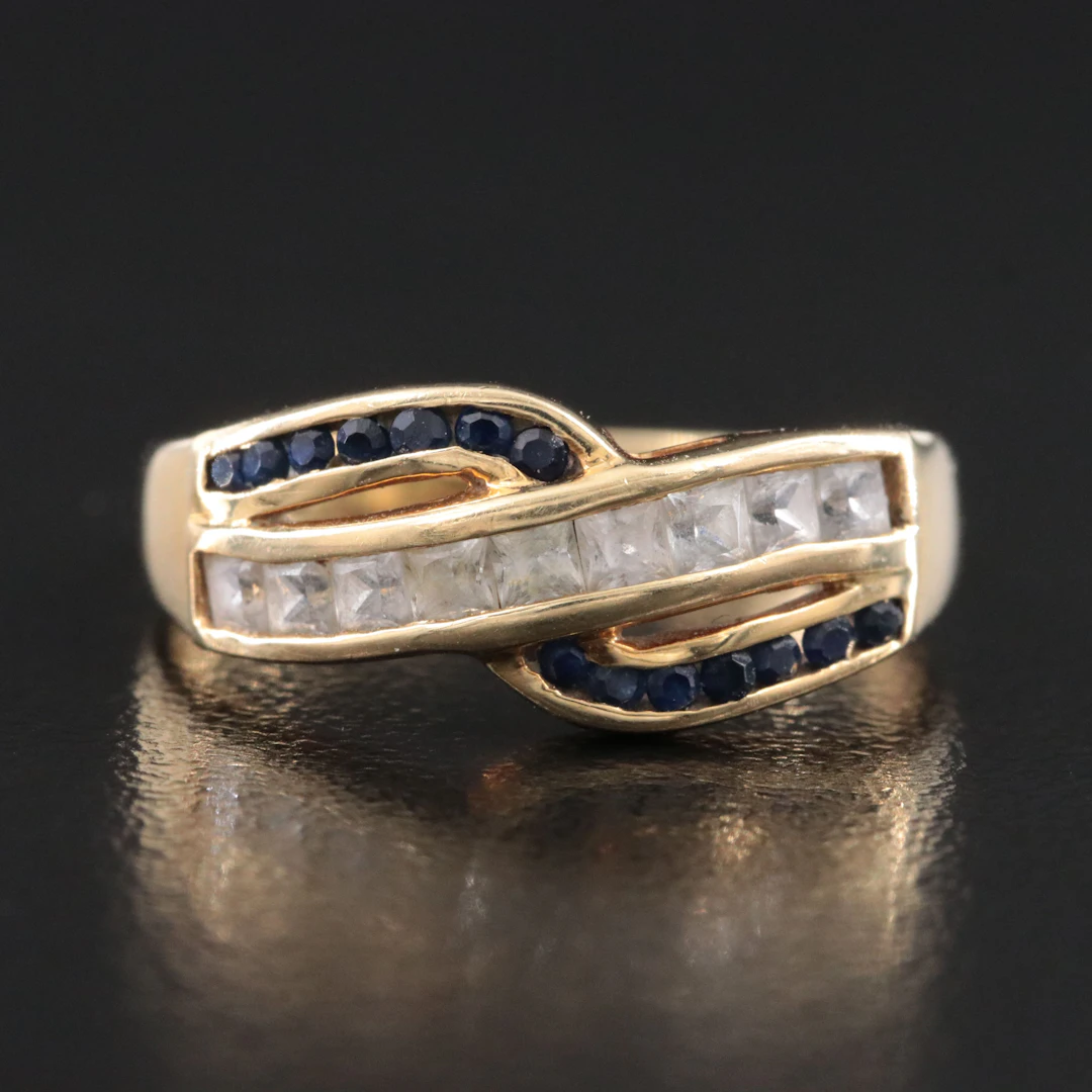 14K Sapphire and White Sapphire Ring