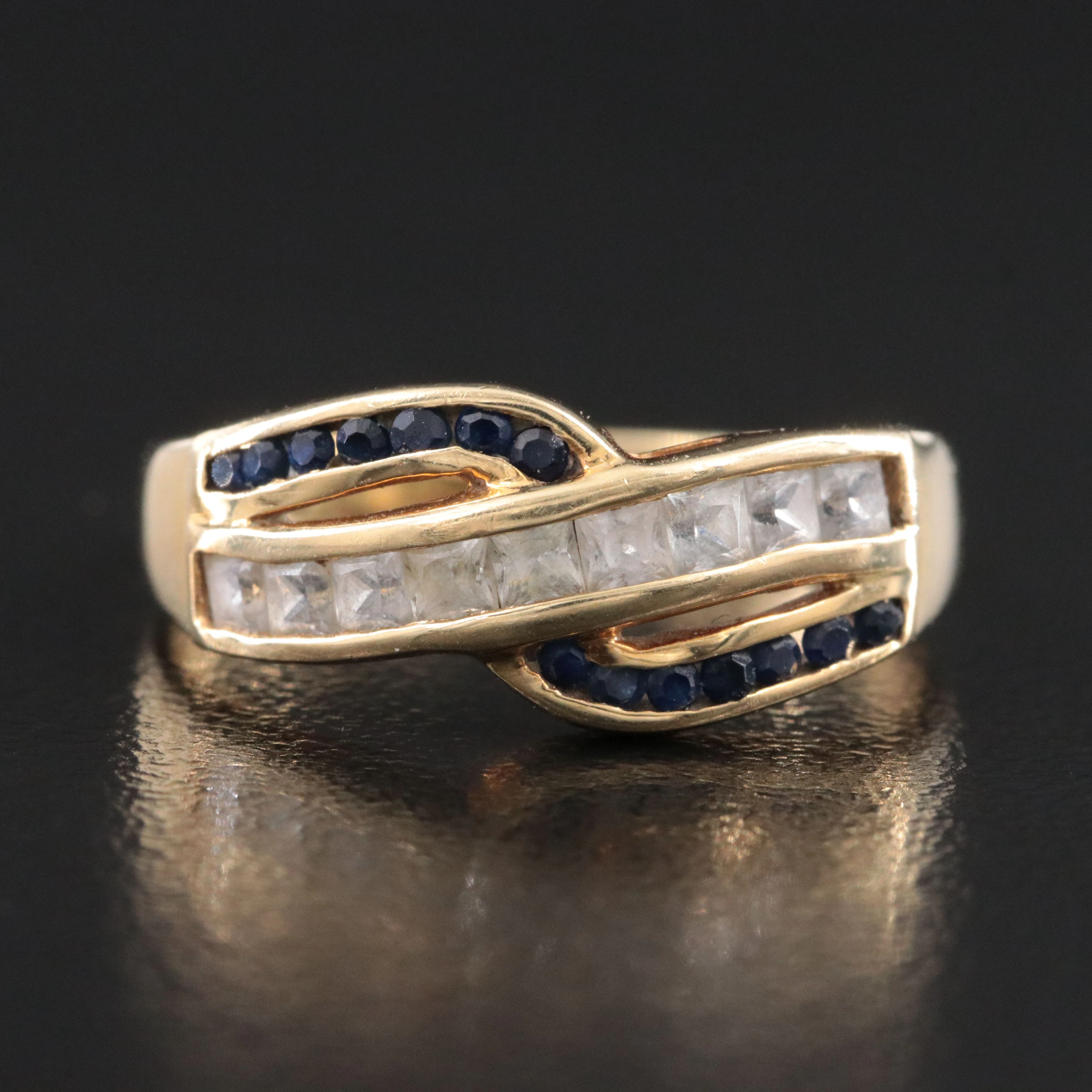 14K Sapphire and White Sapphire Ring
