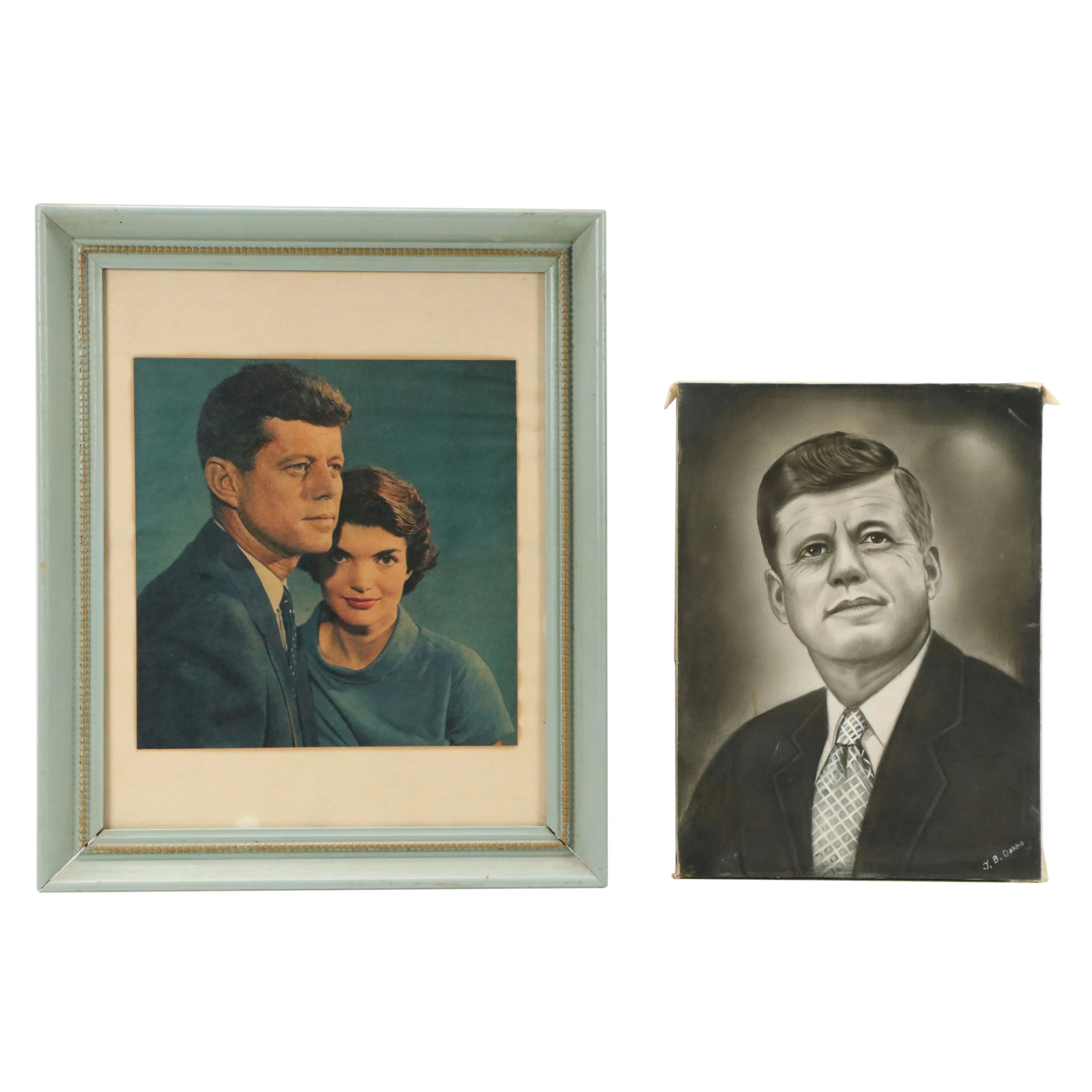 Portrait Offset Lithograph of JFK and Jackie Kennedy and More