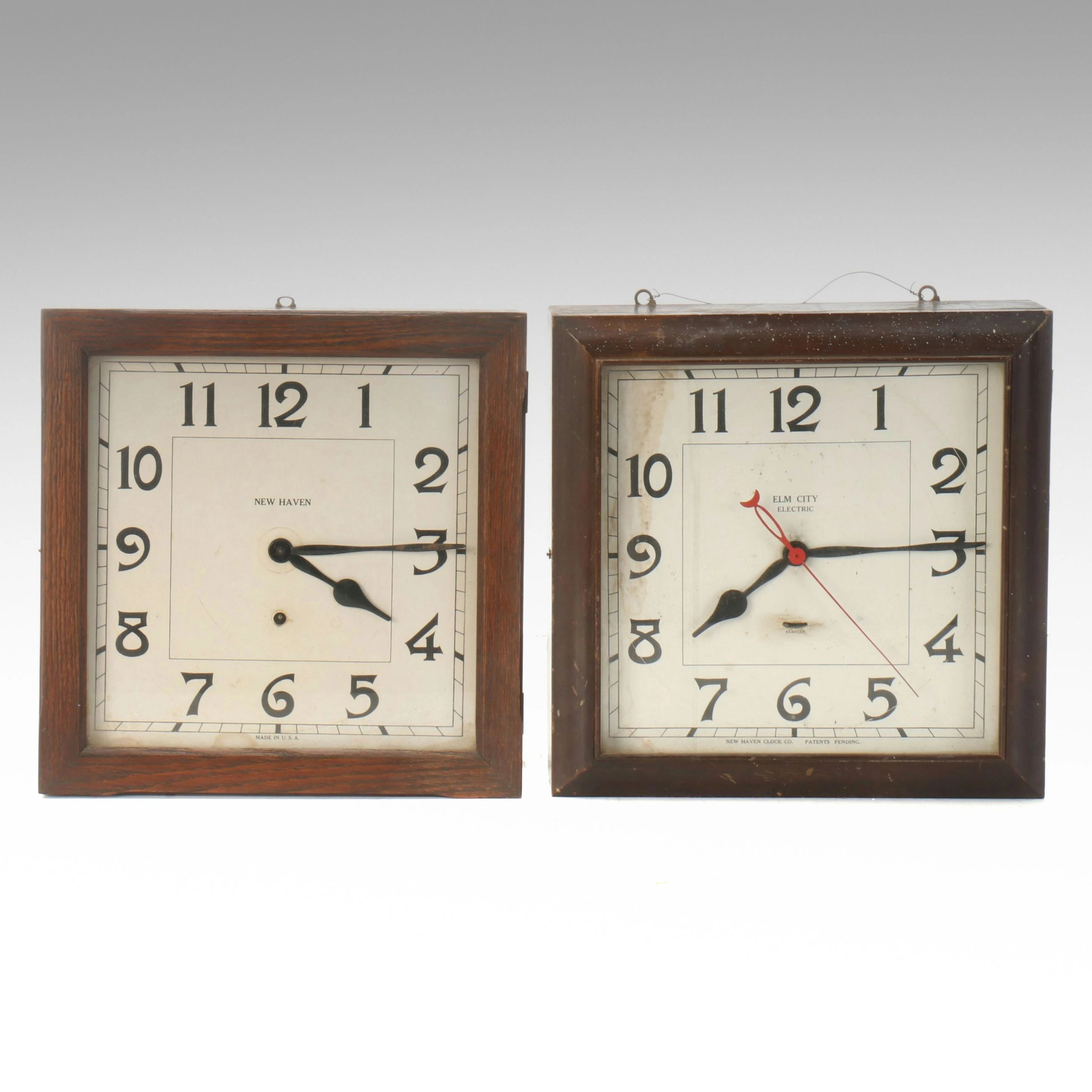 New Haven "Balcony" and Elm City Wall Clocks, Early 20th C.