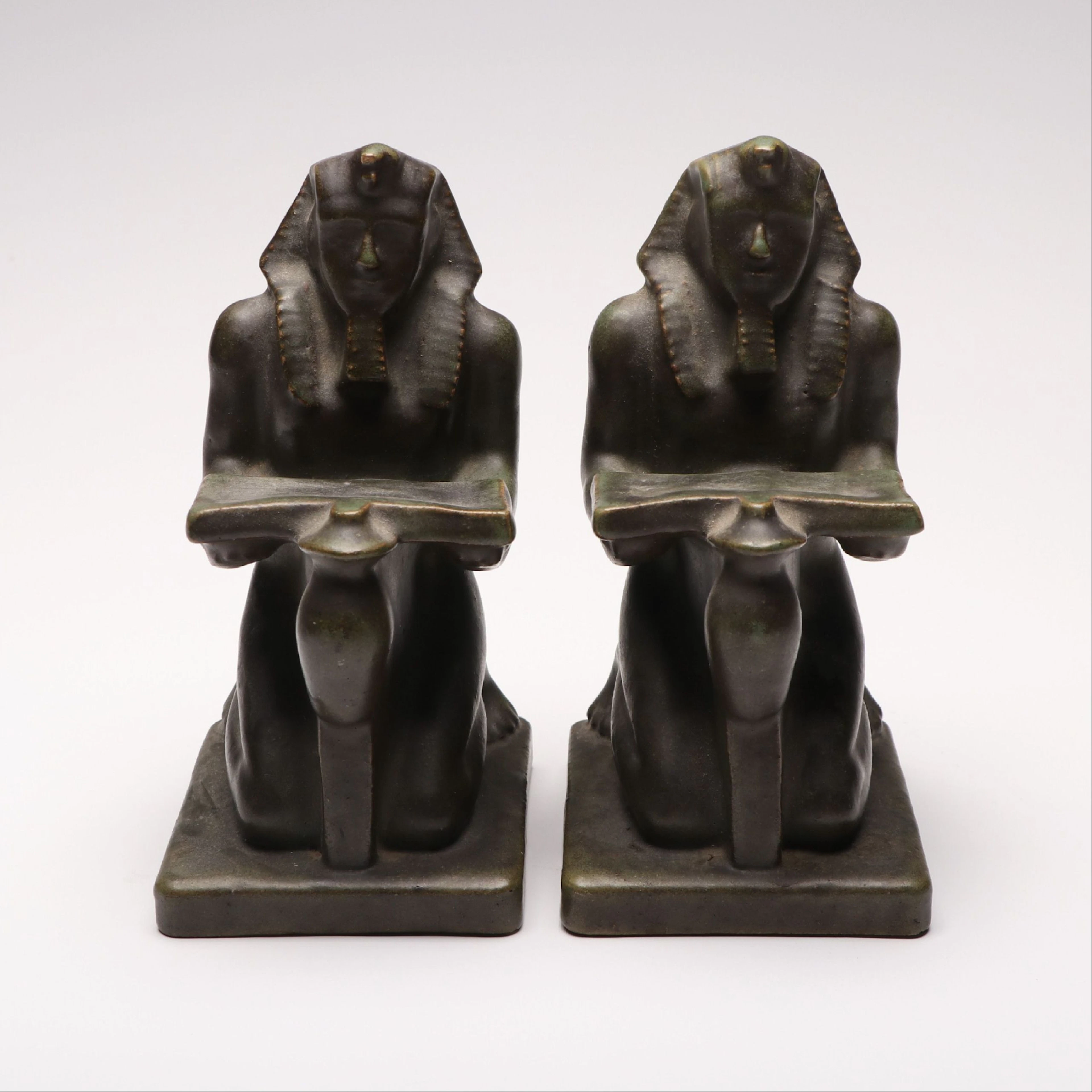 Fulper Pottery Egyptian Revival "Pharaoh" Bookends, Circa 1910