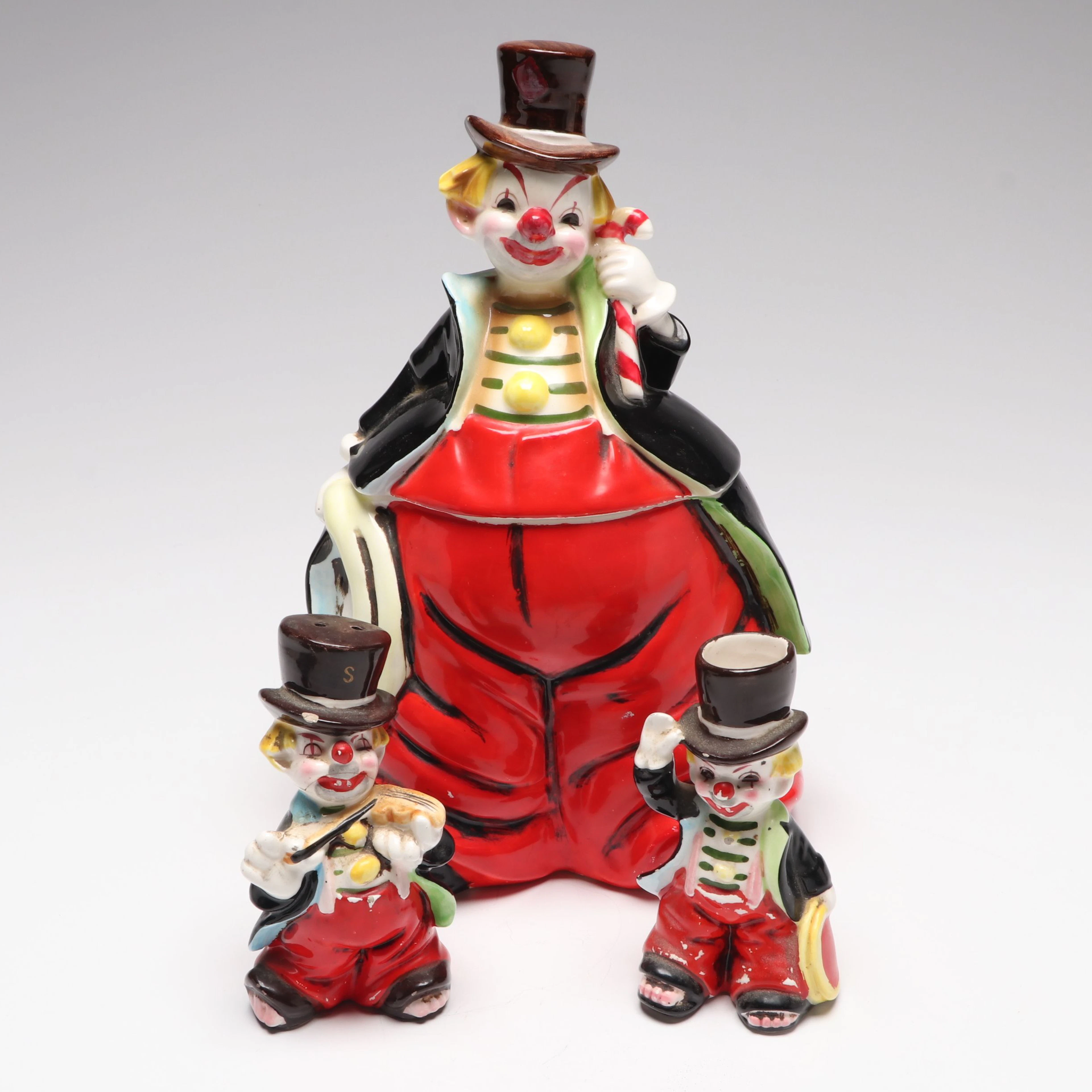 Enesco Ceramic Clown Cookie Jar and Table Accessories
