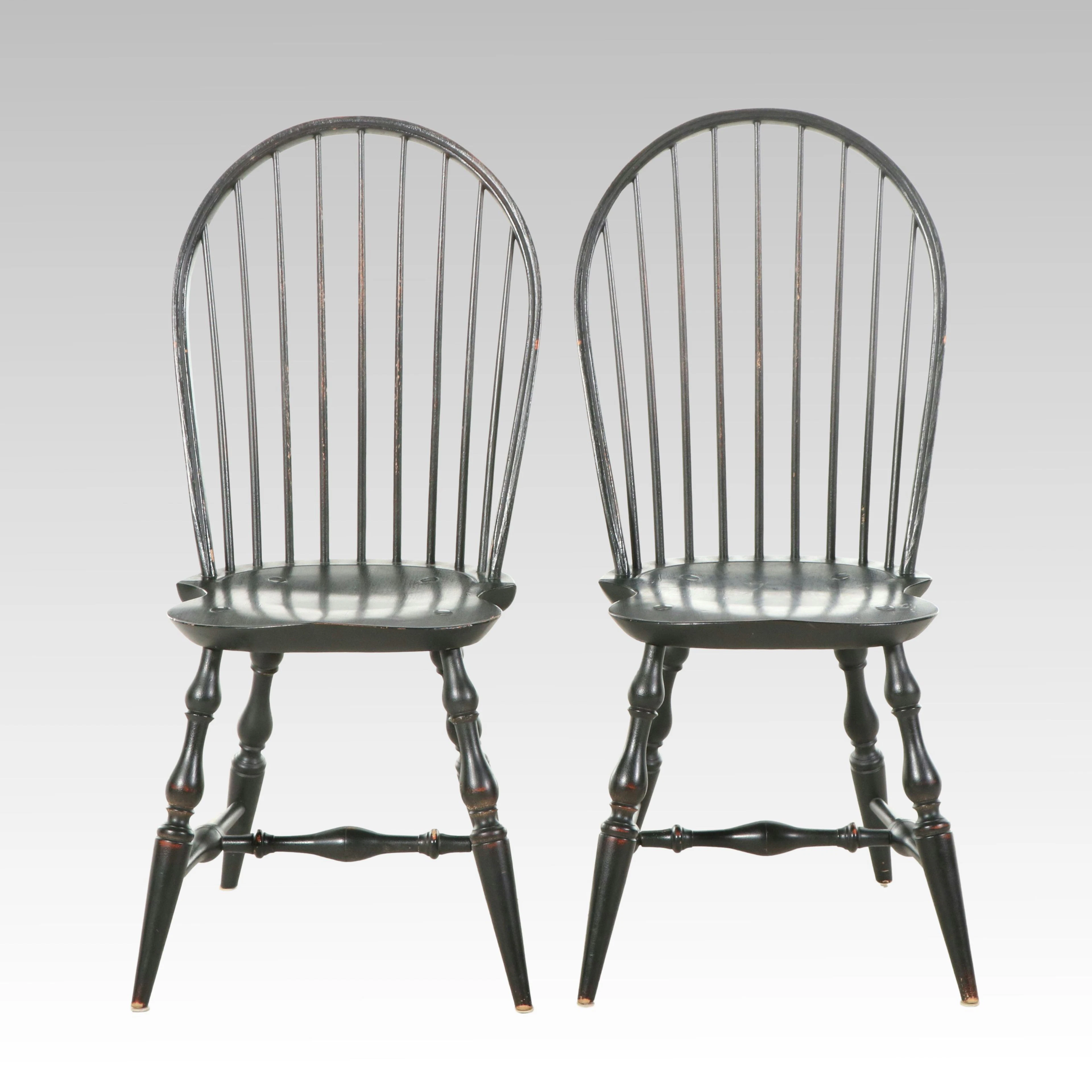 Pair of David T. Smith Painted Wood Windsor Side Chairs