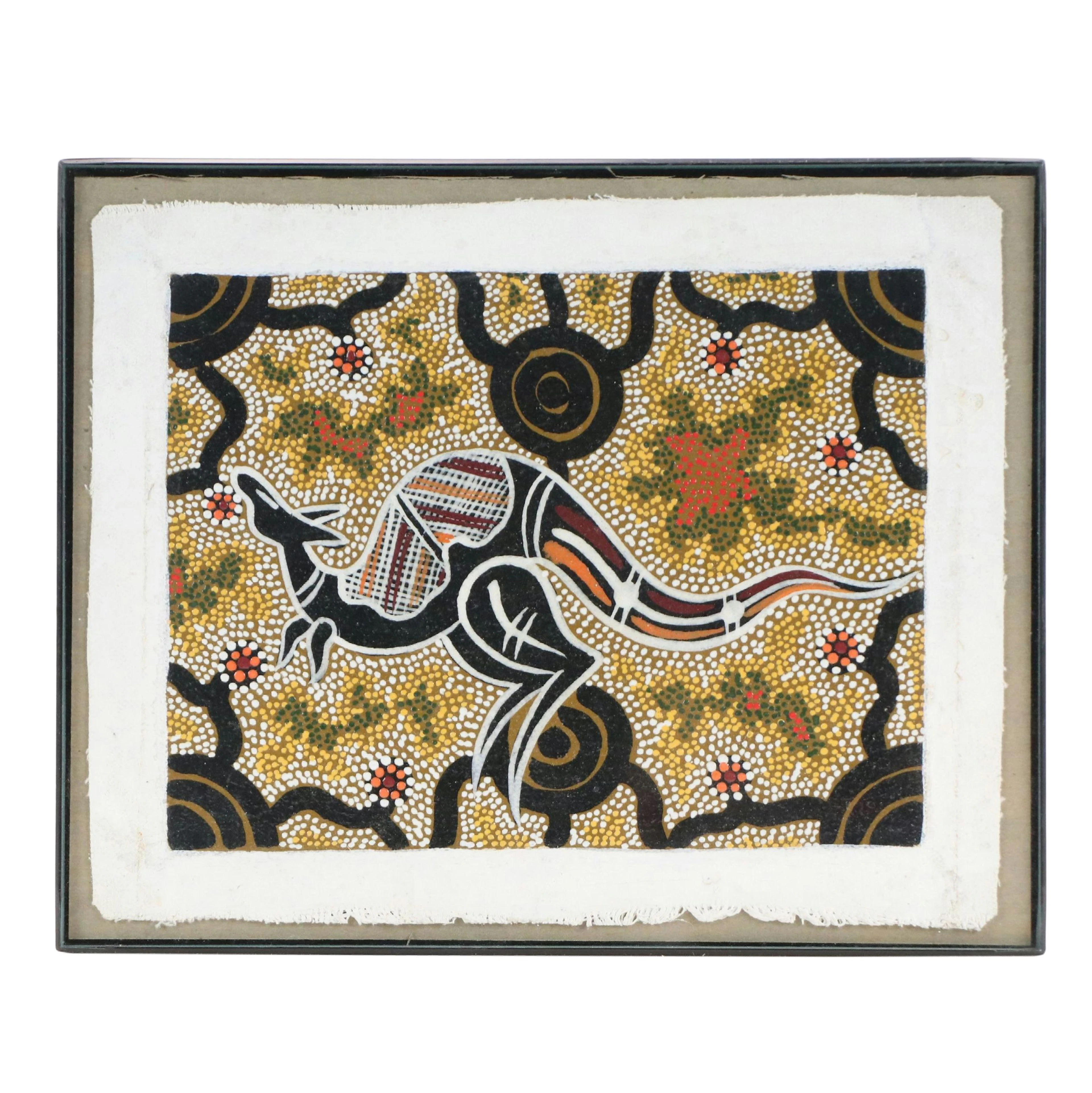 Aboriginal Style Acrylic Painting of Kangaroo
