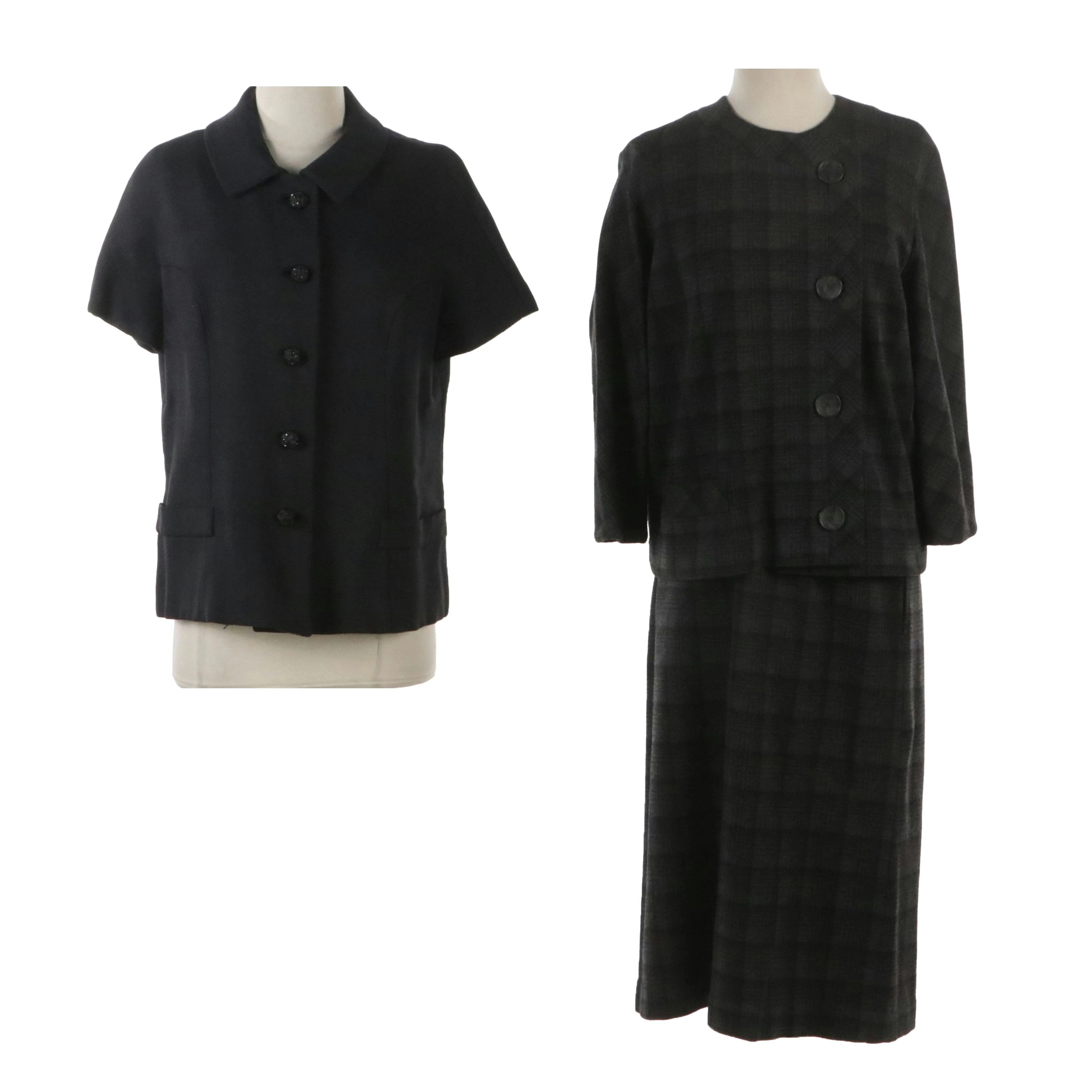 Julius Garfinckel & Co. Vintage Short Sleeve Blazer & Plaid Tricolux Skirt Suit
