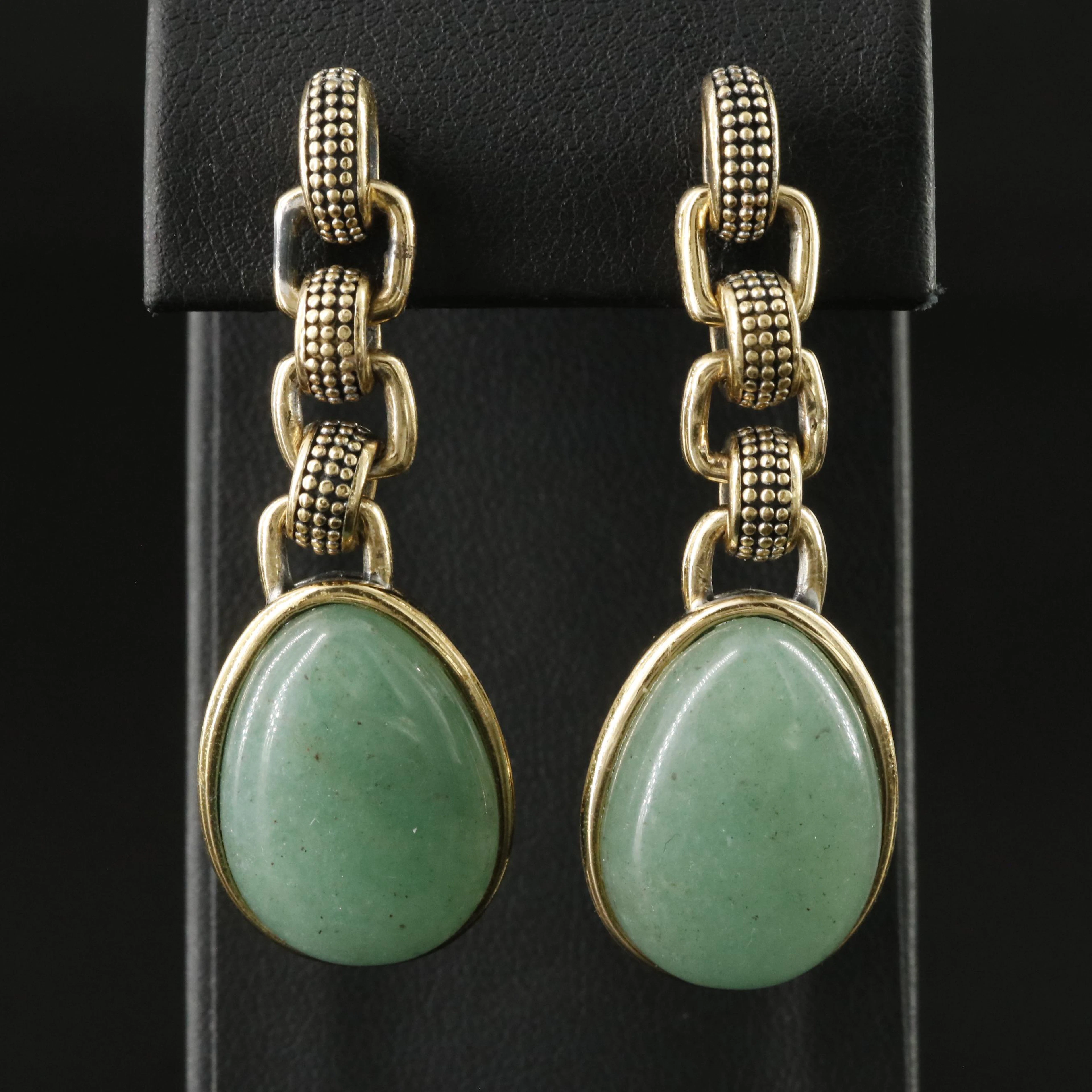 Aventurine Drop and Chain Earrings