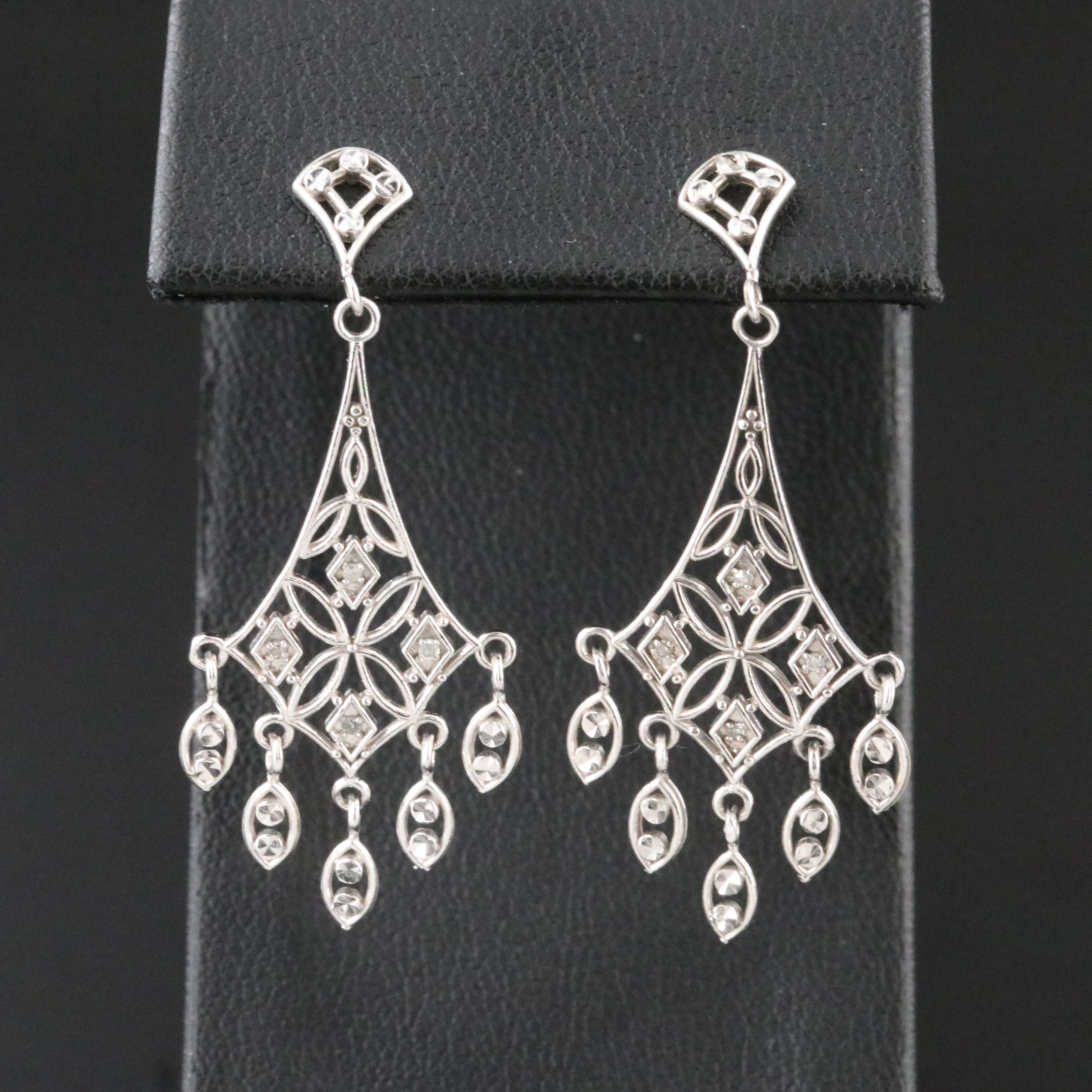10K 0.04 CTW Diamond Chandelier Earrings