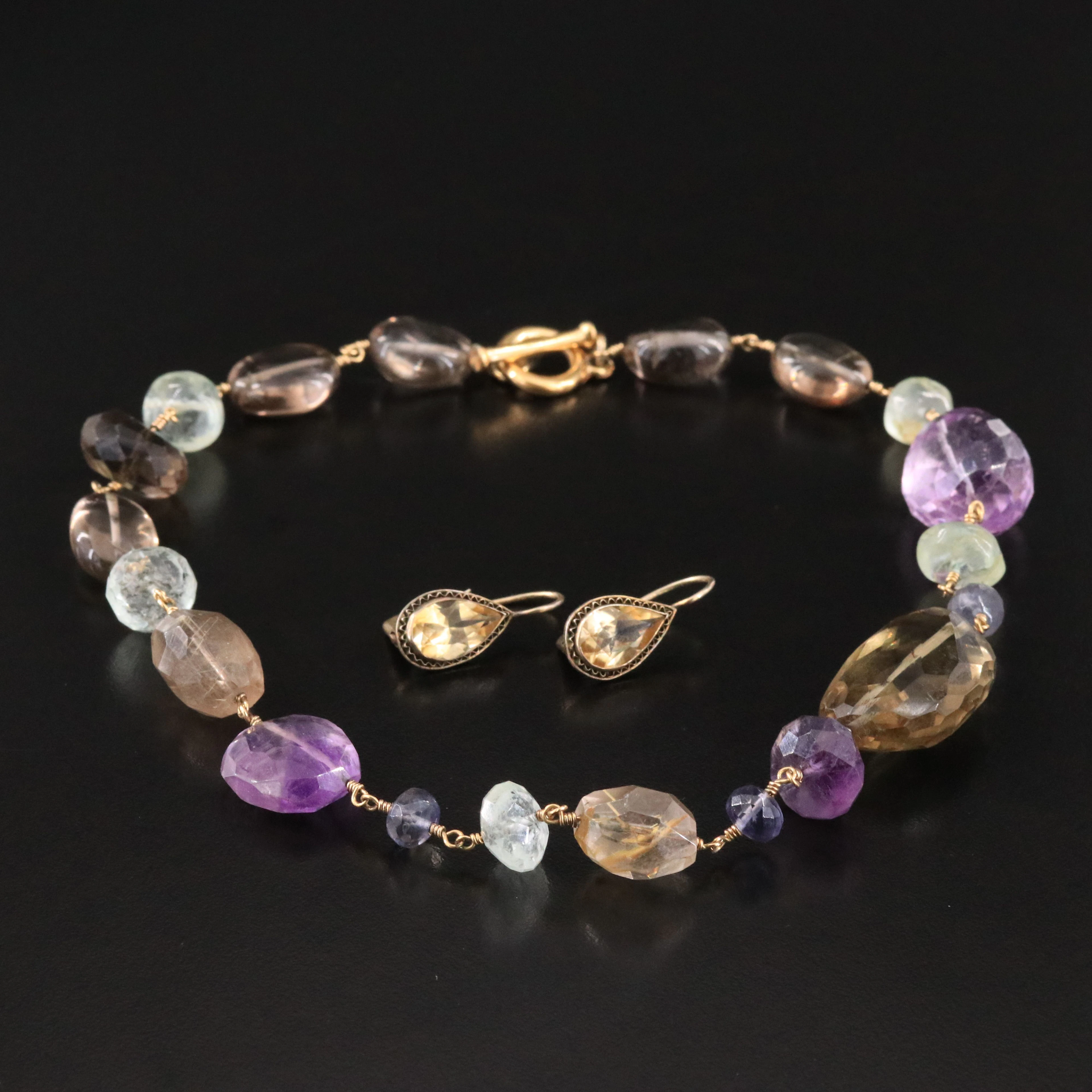 Gemstone Necklace and Sterling Earrings