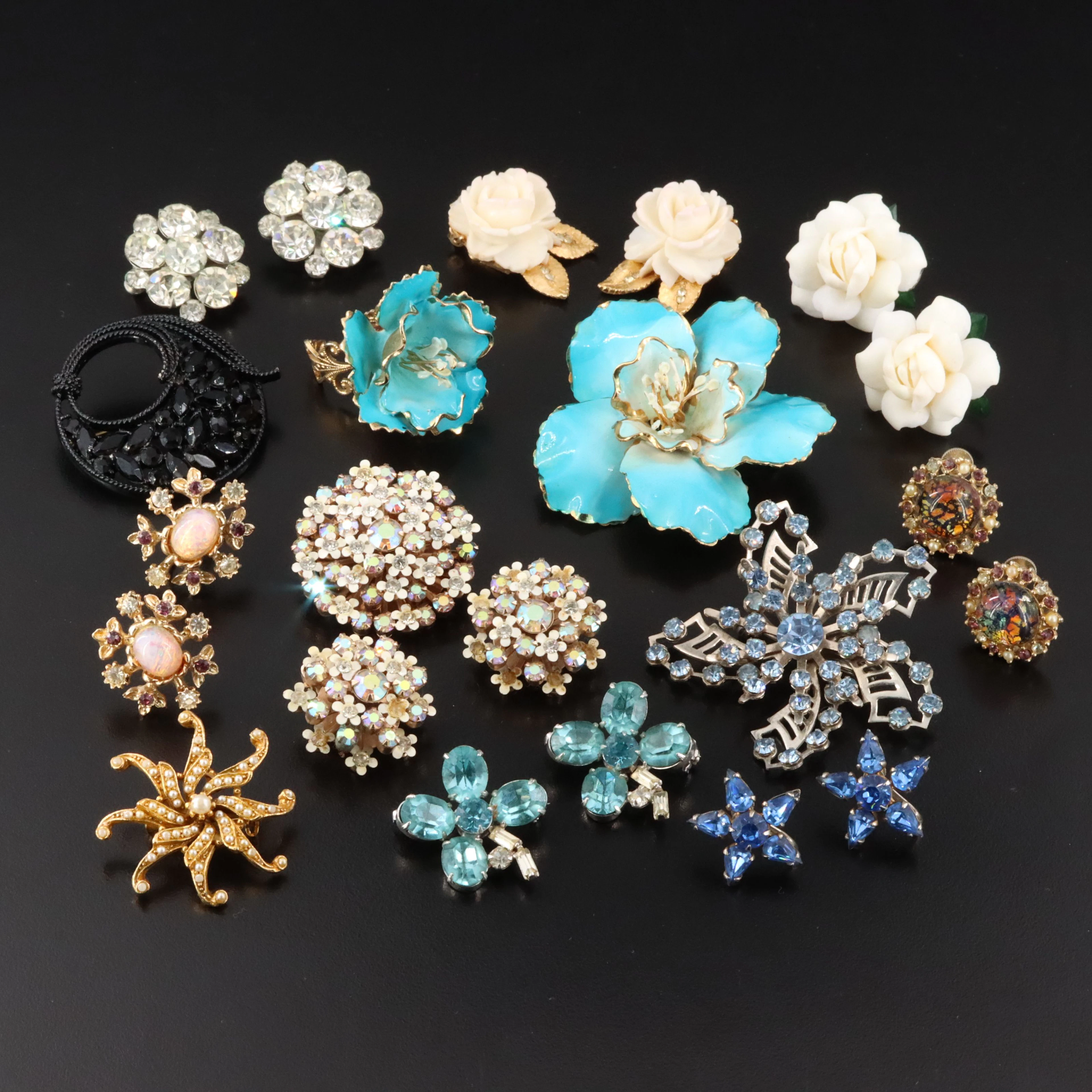 Weiss Featured in Rhinestone, Enamel & Celluloid Vintage Costume Floral Jewelry