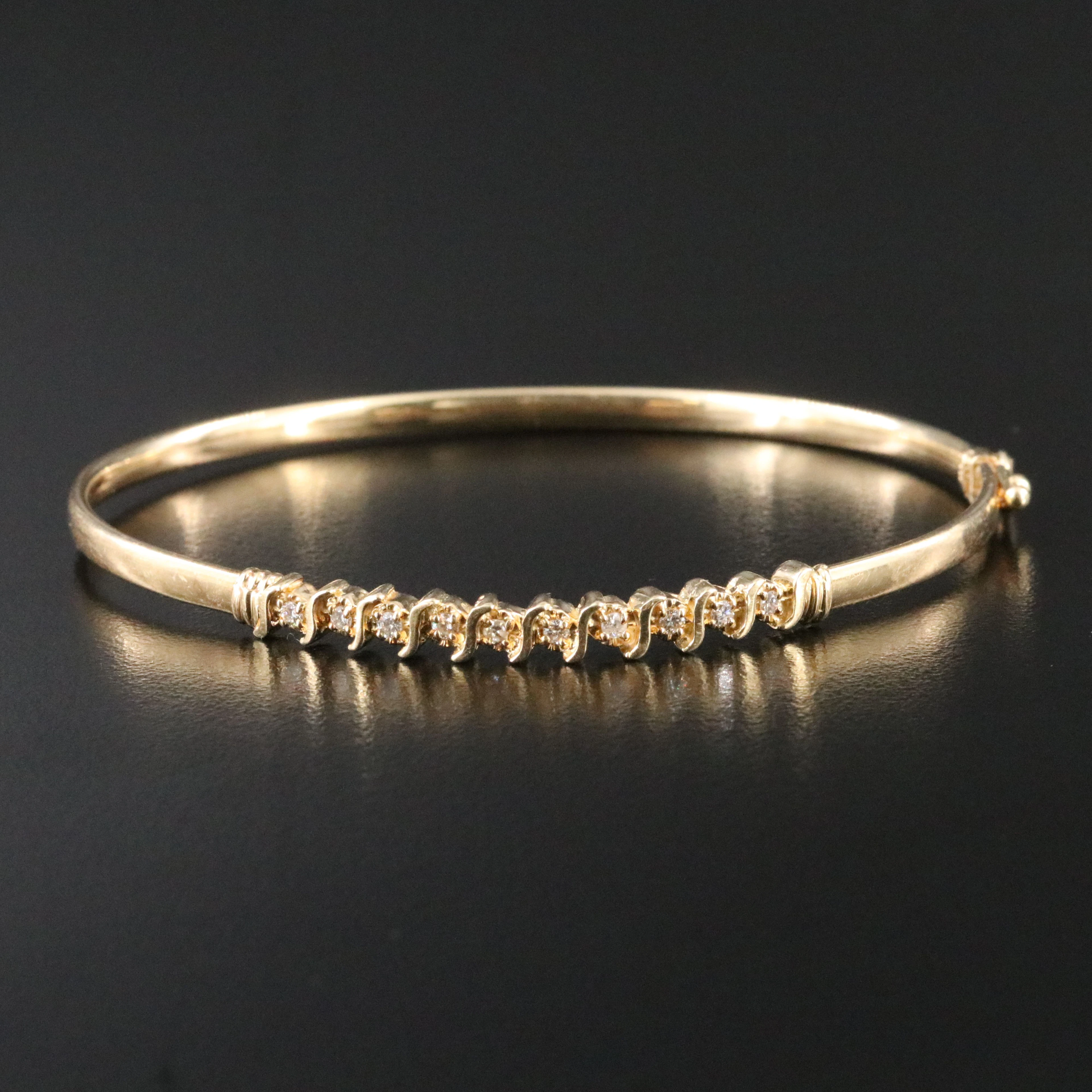 14K Diamond Bangle