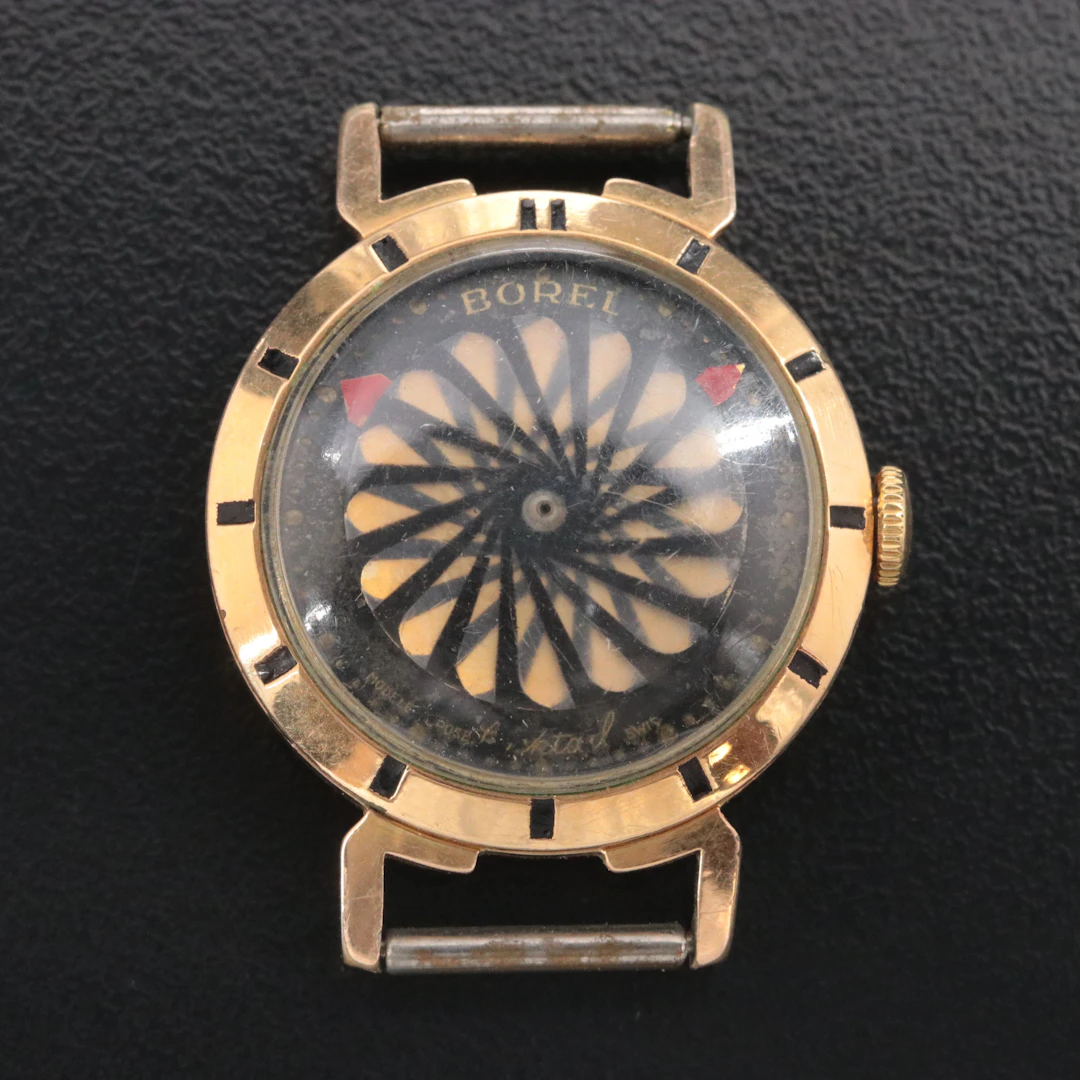 Ernest Borel Swiss Kaleidoscope Gold-Tone Stem Wind Cocktail Watch