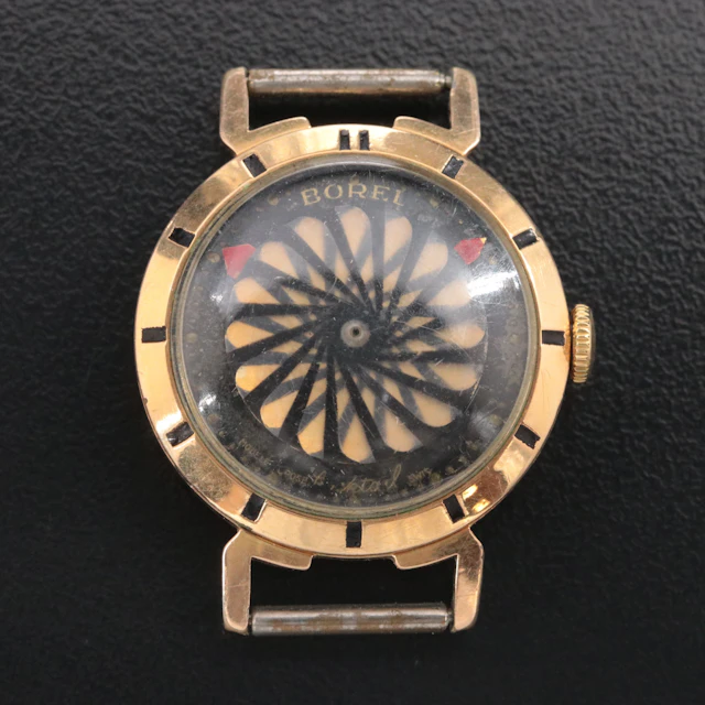 Ernest Borel Swiss Kaleidoscope Gold-Tone Stem Wind Cocktail Watch
