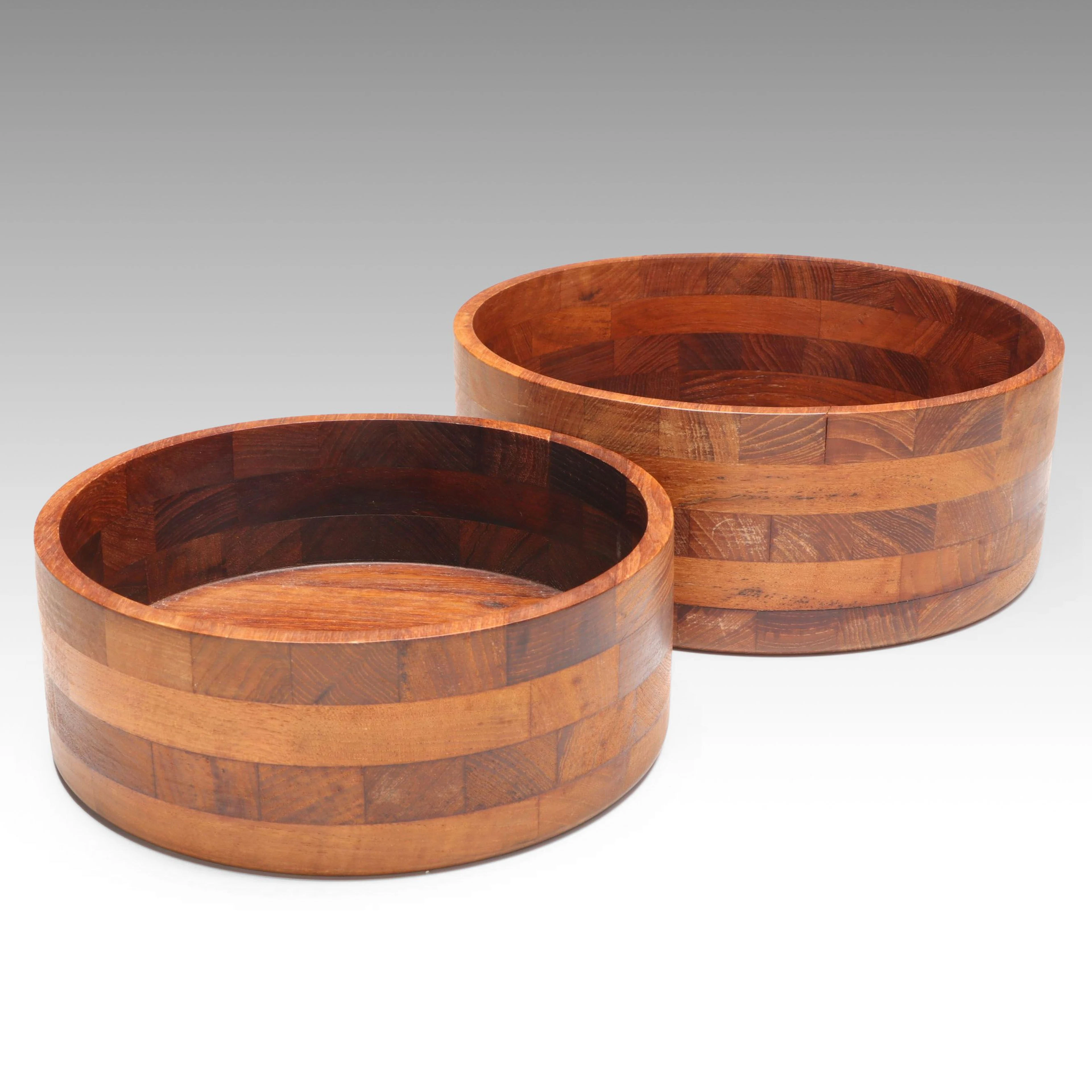 Danish Modern Style Segmented Teak Bowls
