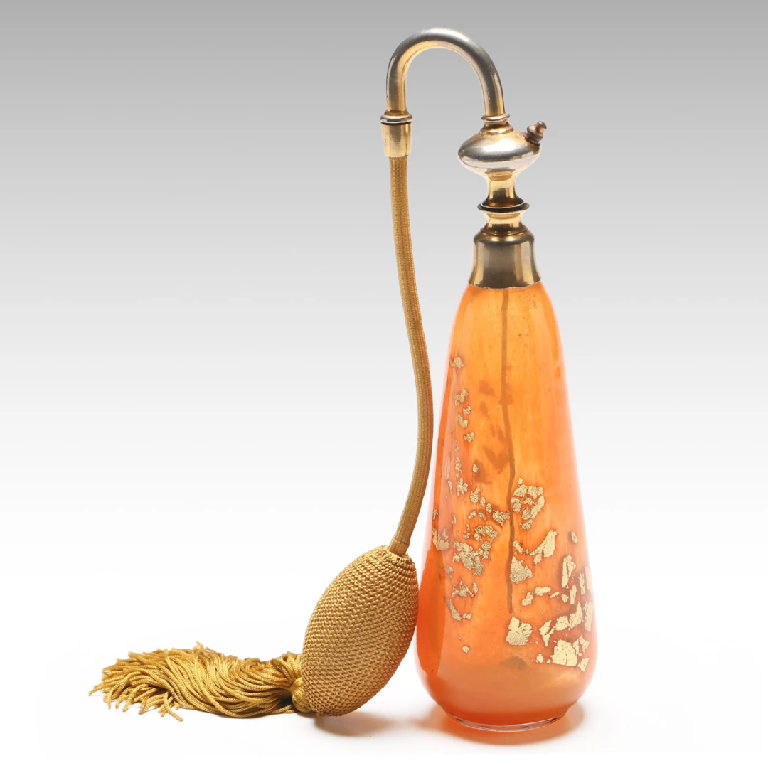 Daum Nancy French Art Glass Perfume Bottle with Atomizer, 20th Century