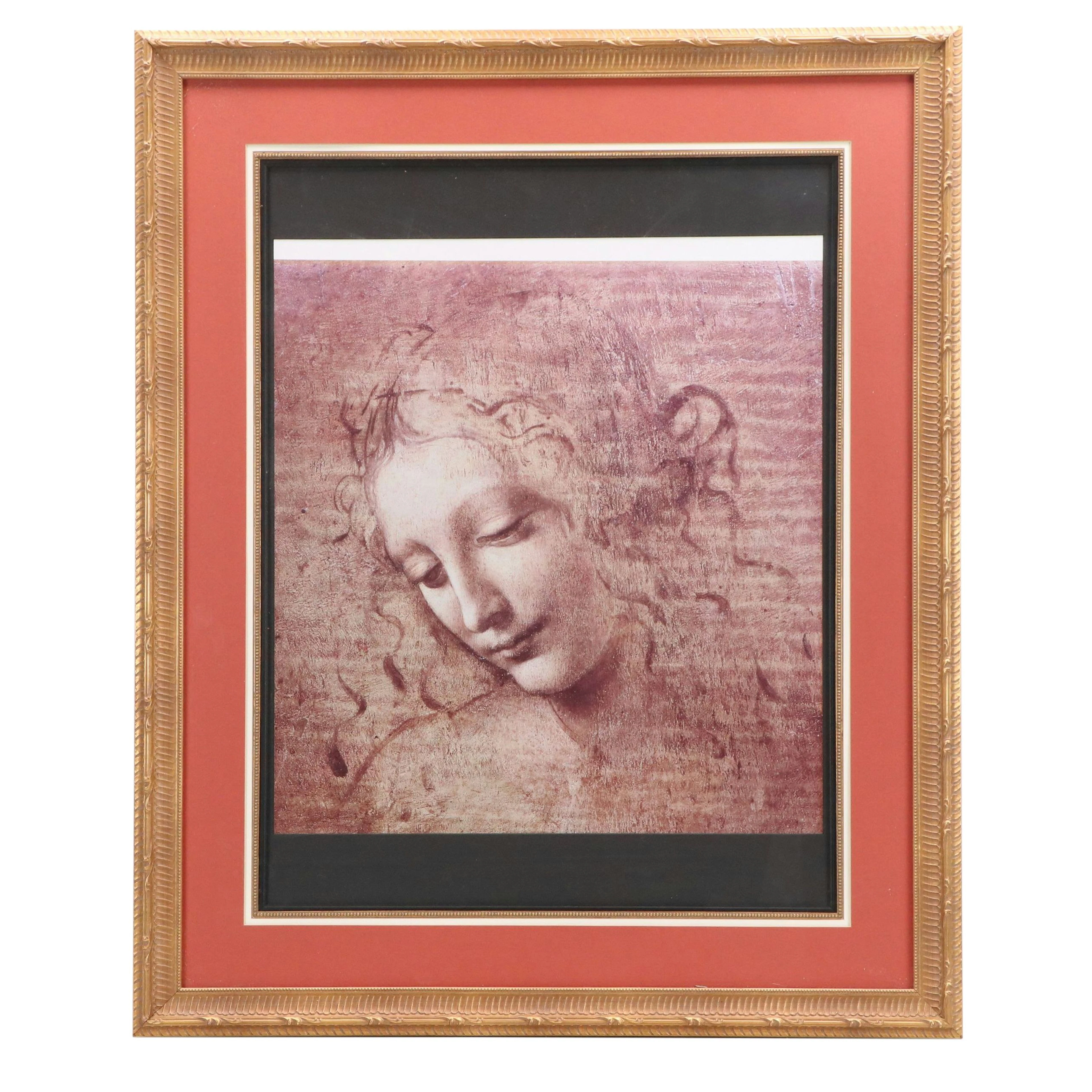 After Leonardo da Vinci Offset Lithograph "La Scapigliata," Late 20th Century