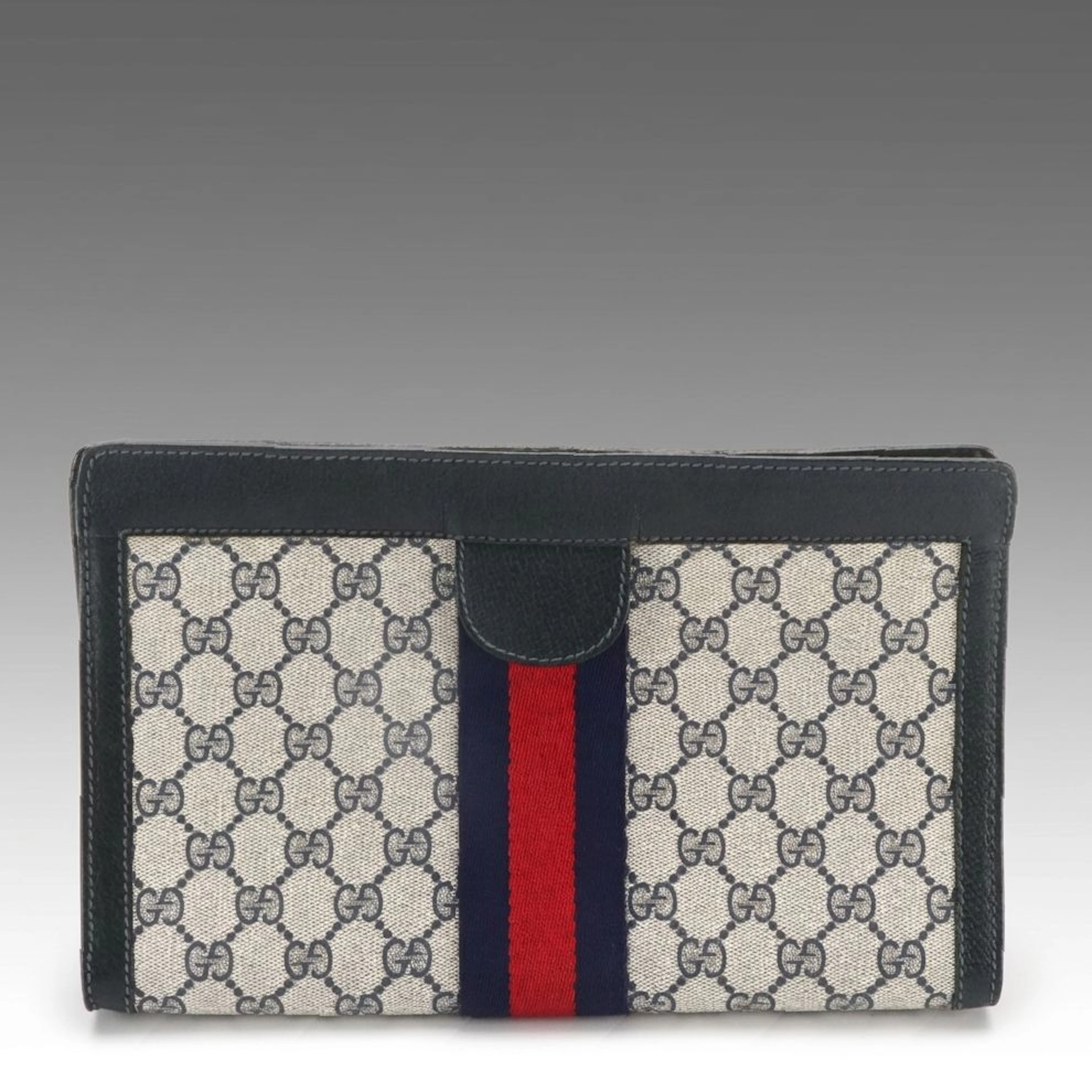 Gucci Accessory Collection Clutch Pouch in Navy GG Supreme Canvas