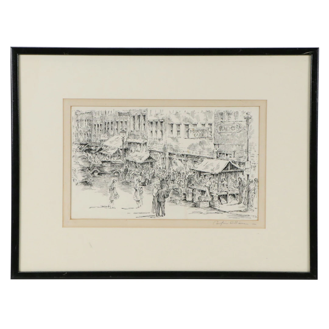 Caroline Williams Ink Drawing of Cincinnati Market