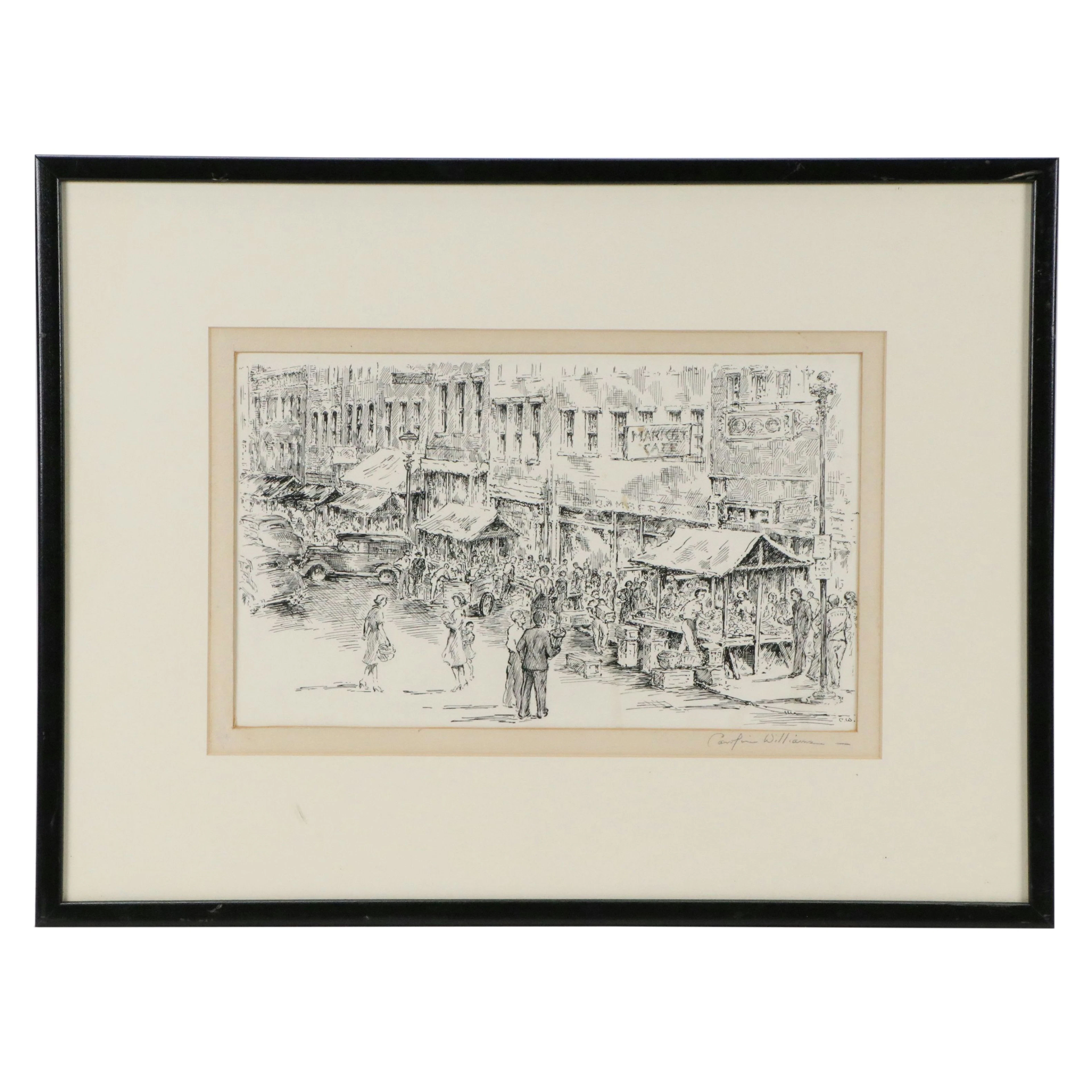 Caroline Williams Ink Drawing of Cincinnati Market