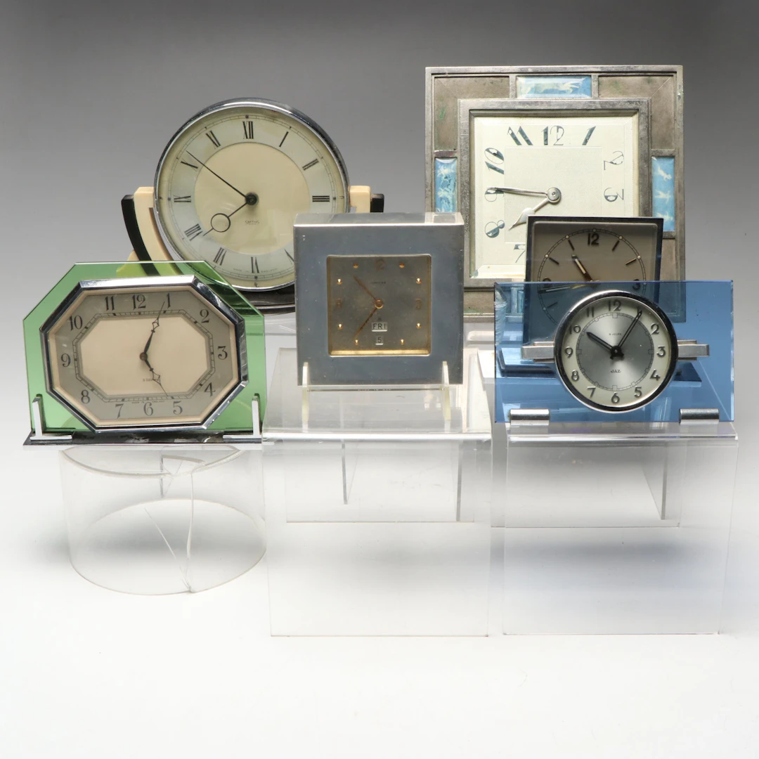 Smiths with Other Art Deco Style Clocks, Early to Mid-20th Century