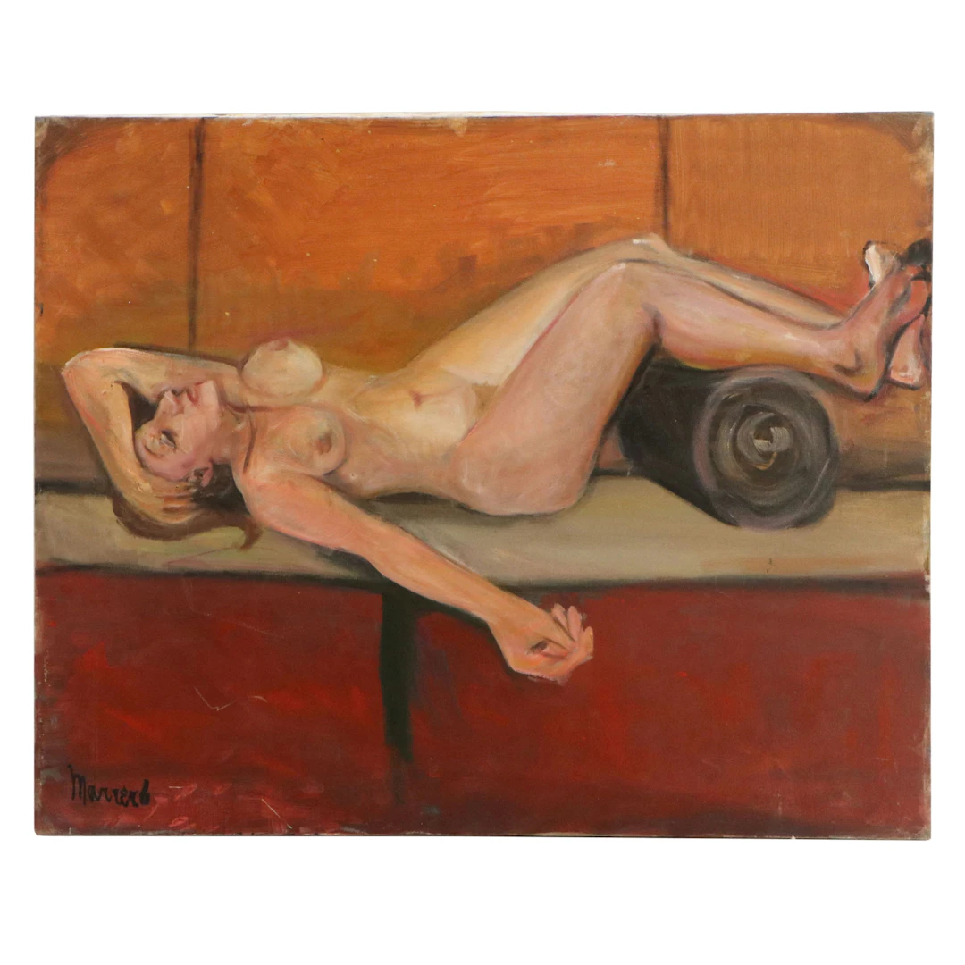 Edith Susarret Marrero Oil Painting of Reclining Figure, Late 20th Century