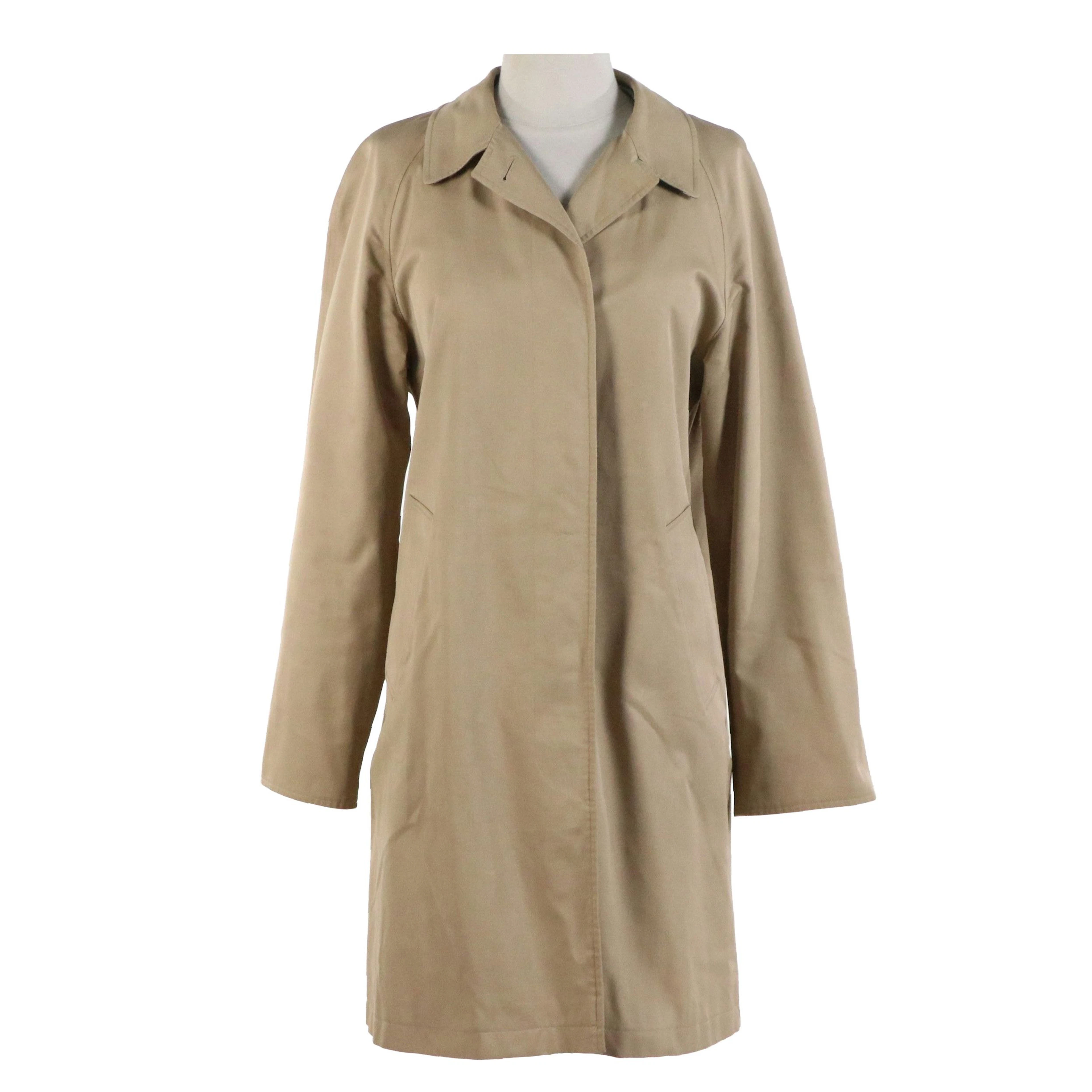 Burberry Concealed Button-Front Trench Coat in Khaki Cotton