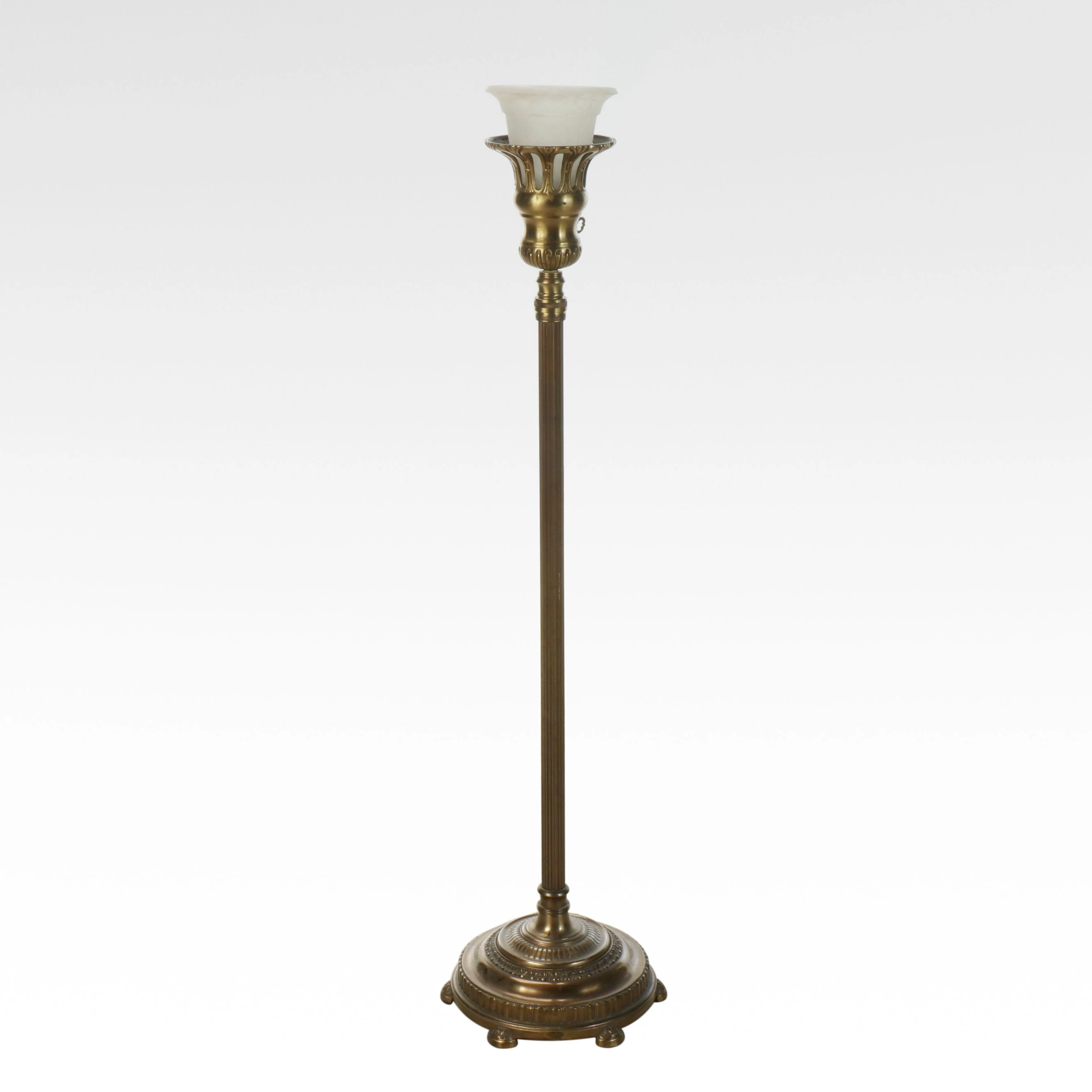 Art Deco Style Brass Torchiere Floor Lamp