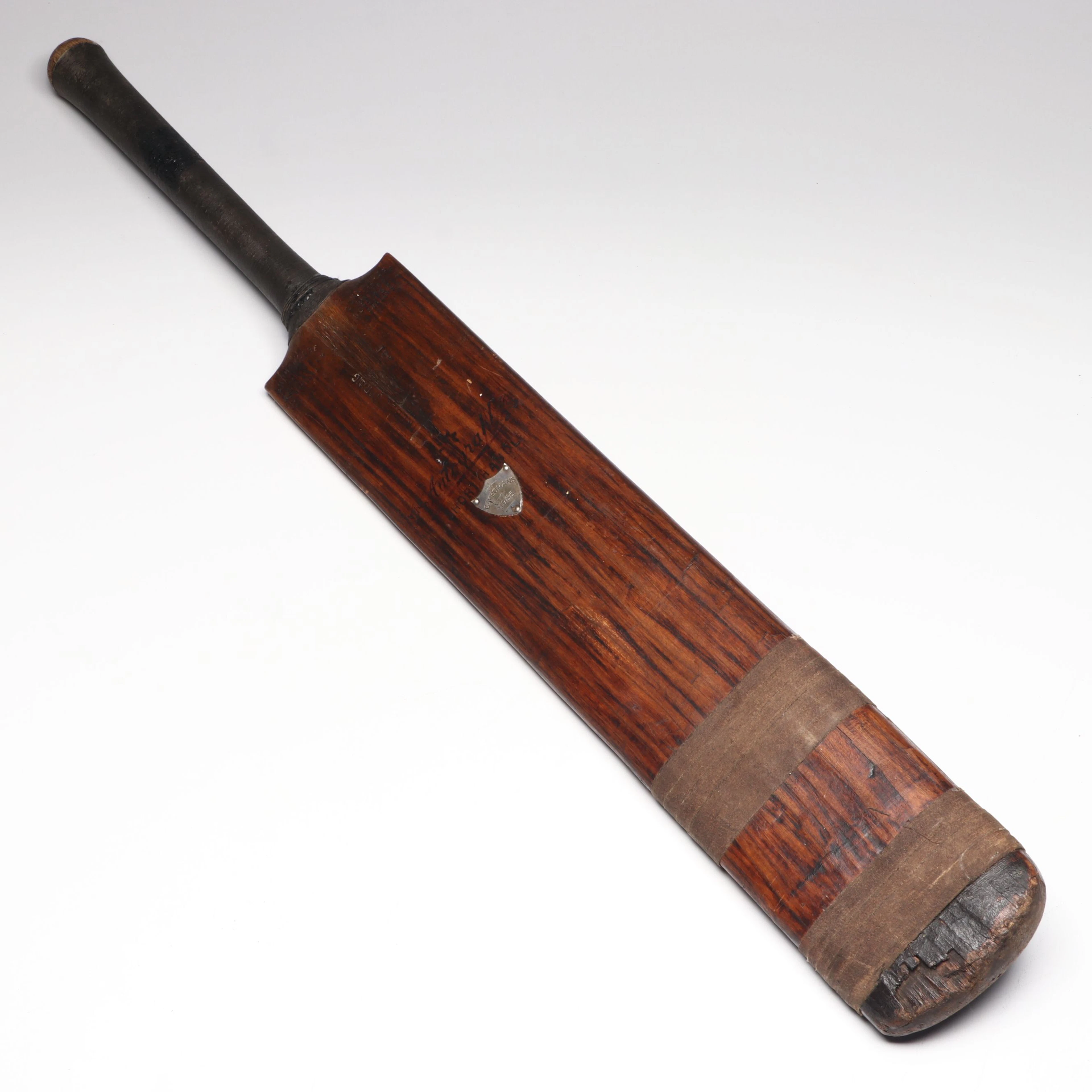 Gunn & Moore Short Handle "The Autograph" Wooden Cricket Bat with Plaque, 1955