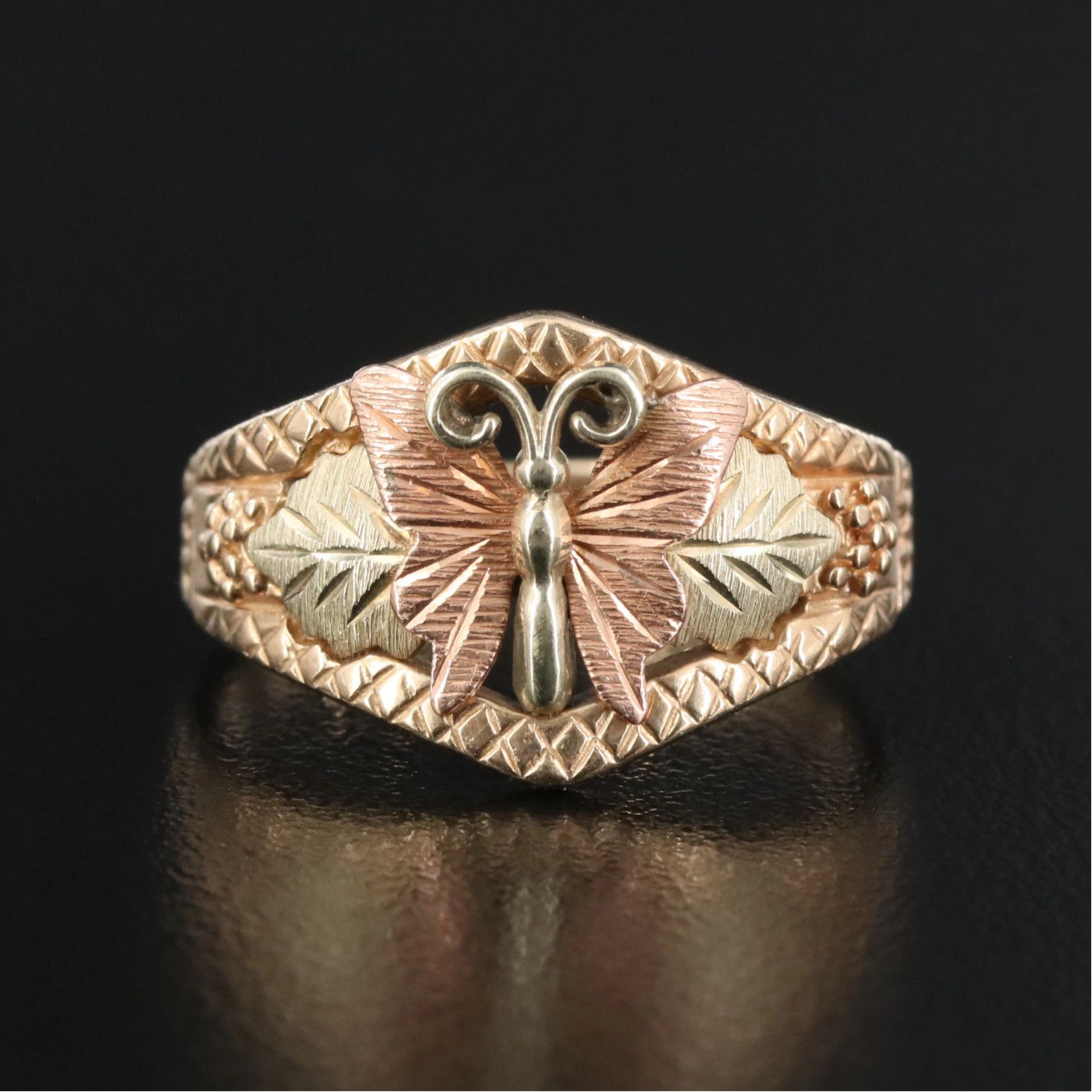 Dakota West Designs Black Hills Gold 10K Tri-Color Gold Butterfly Ring