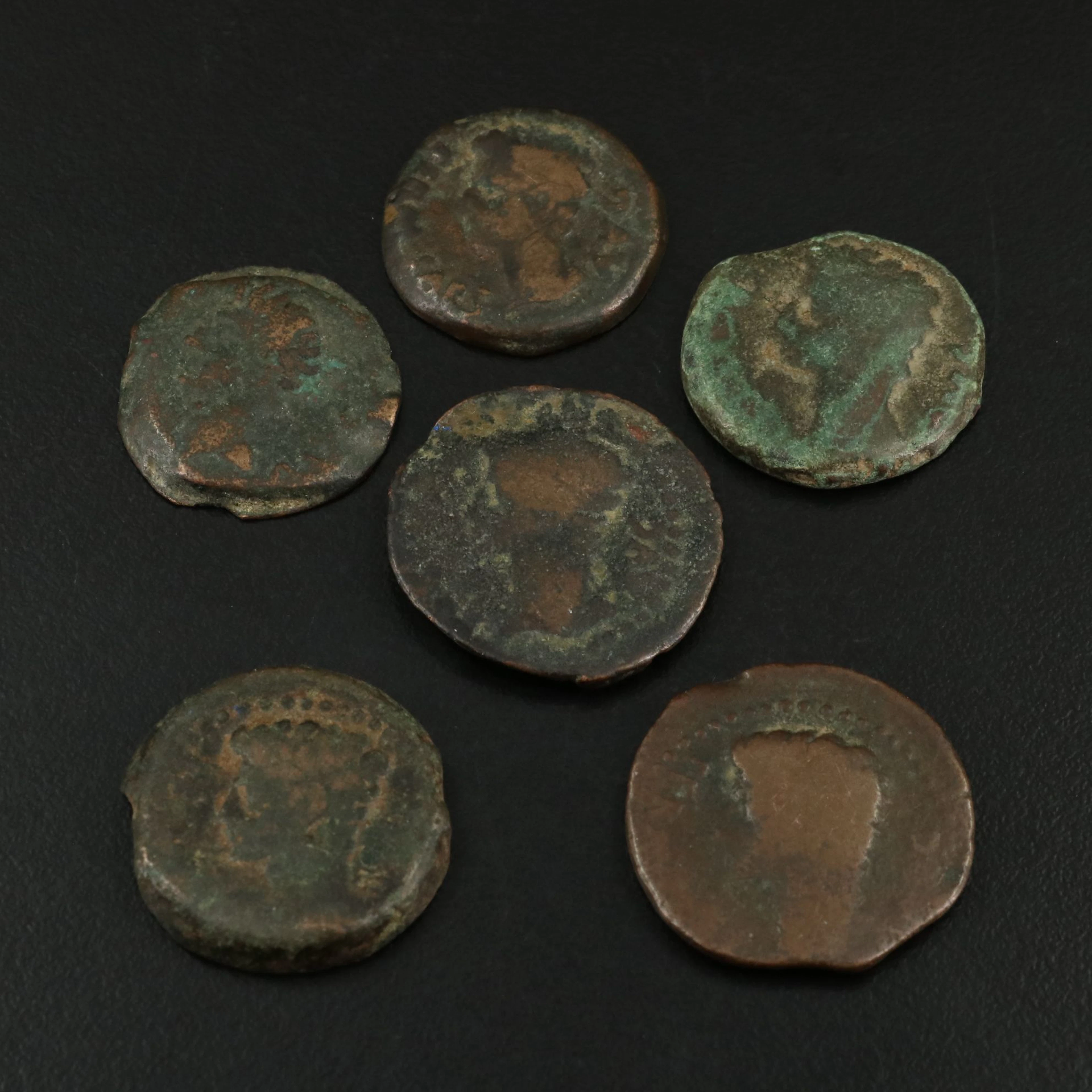 Six Ancient Roman Coins of Augustus Caesar, Spain, Julia Traducta