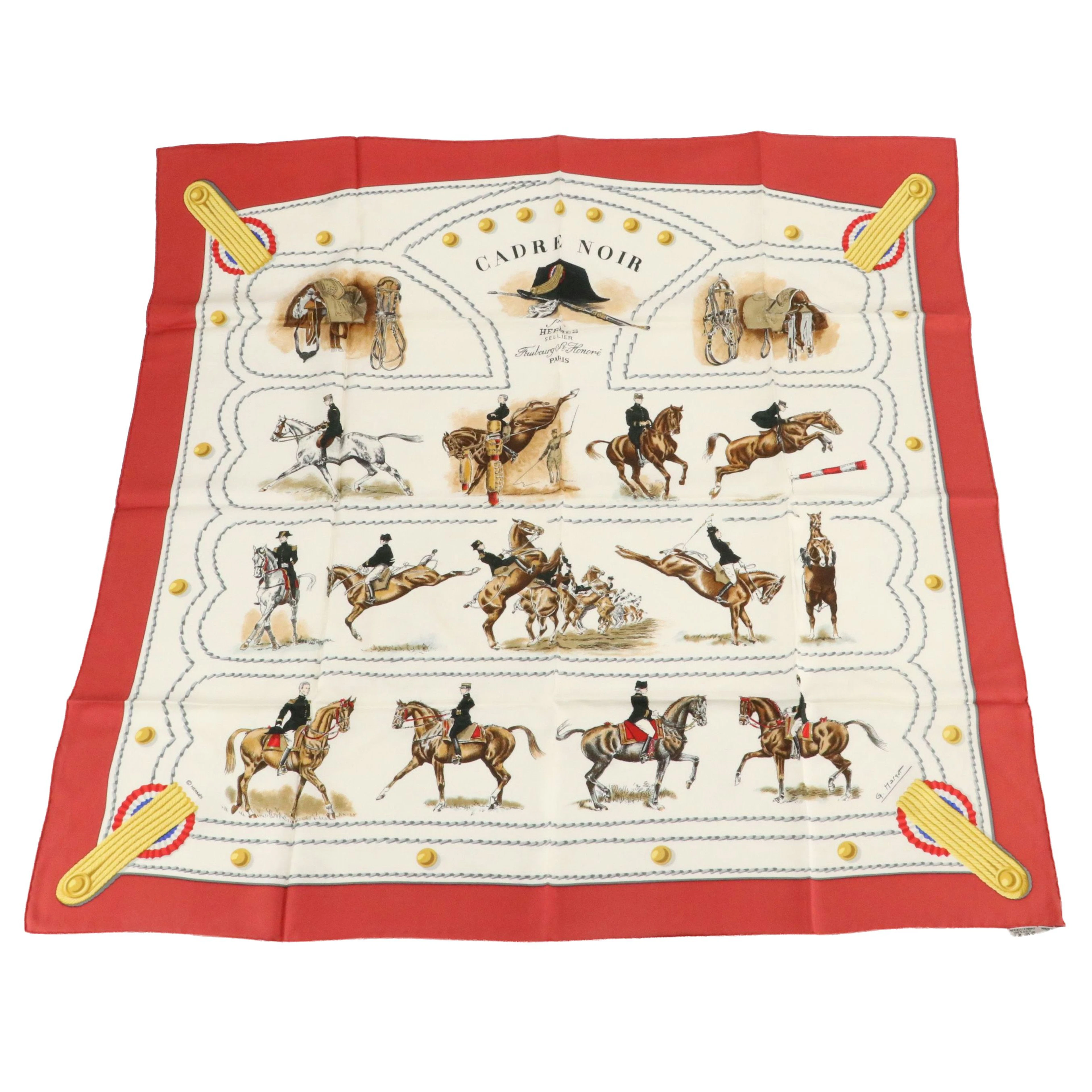 Hermès "Cadre Noir" Silk Twill Scarf 90