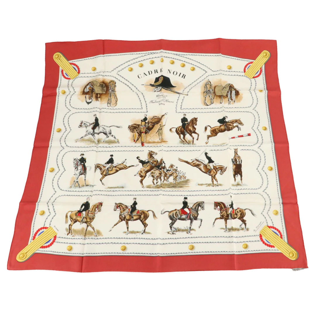 Hermès "Cadre Noir" Silk Twill Scarf 90