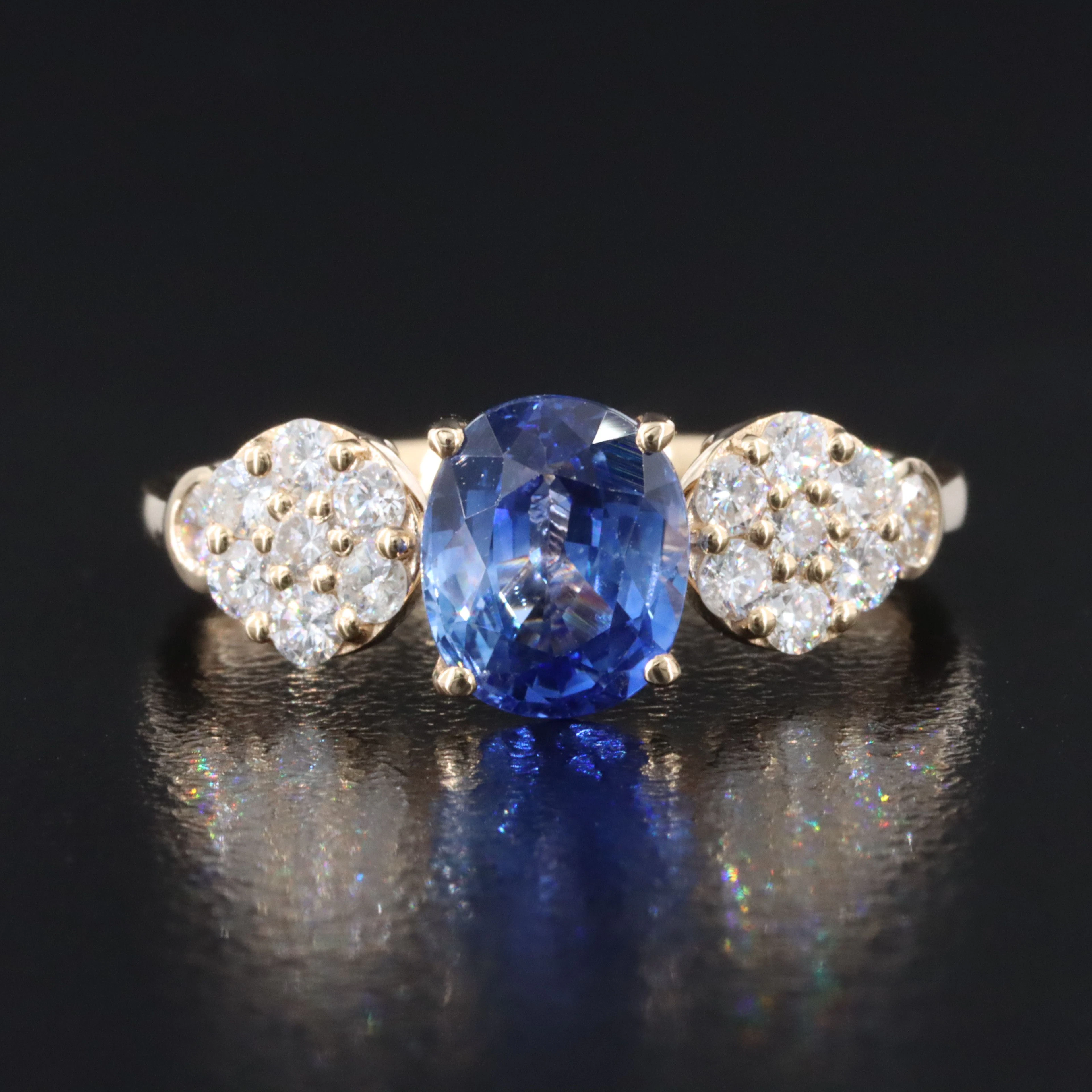 14K 1.92 CT Ceylon Sapphire and Diamond Ring with GIA Report