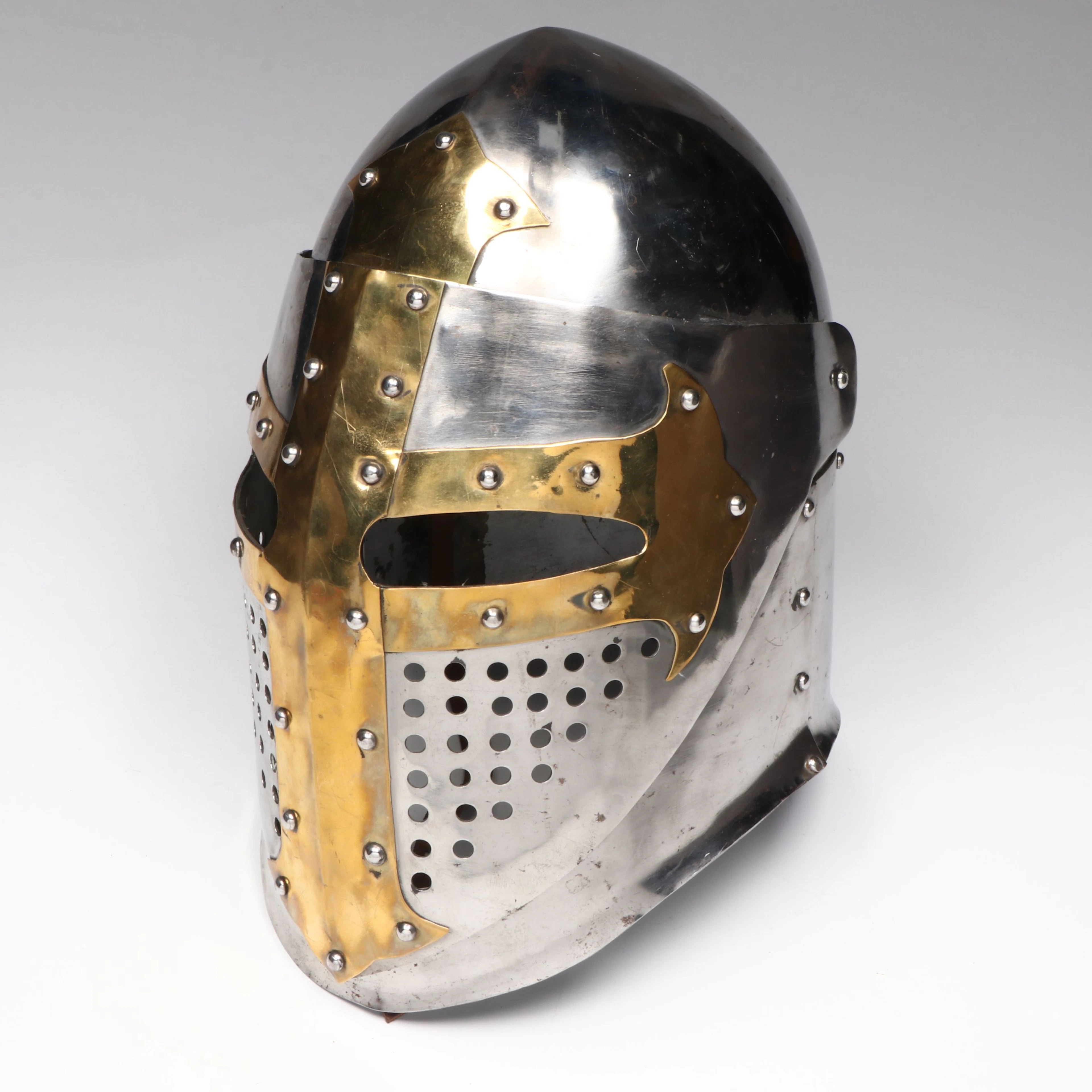 Medieval Style Two-Tone Metal Replica Sugarloaf Helmet