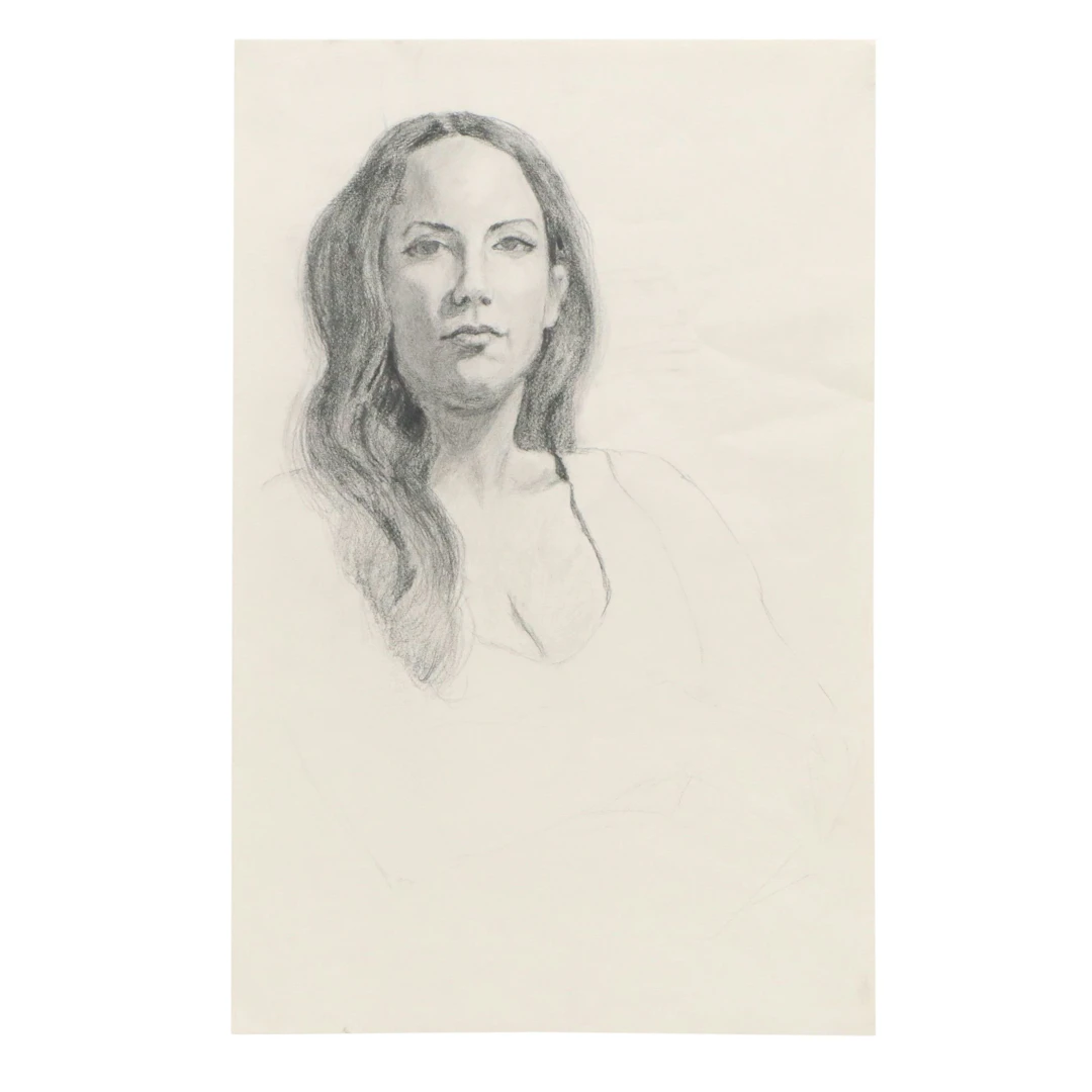 Larry Griggs Graphite Drawing of Woman with Long Hair