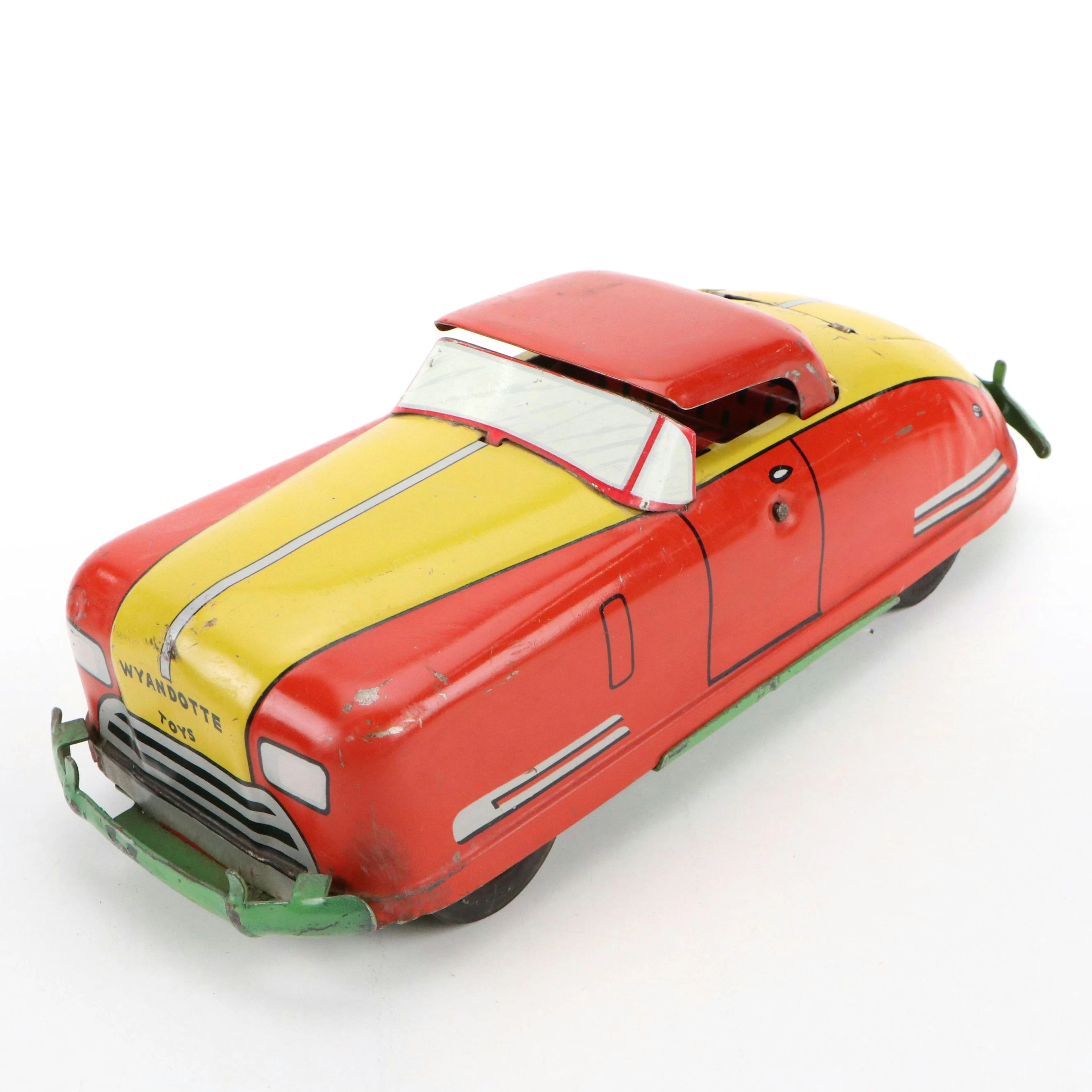 Wyandotte Toys Pressed Steel Wind-Up Toy Convertible Car, Mid-20th Century