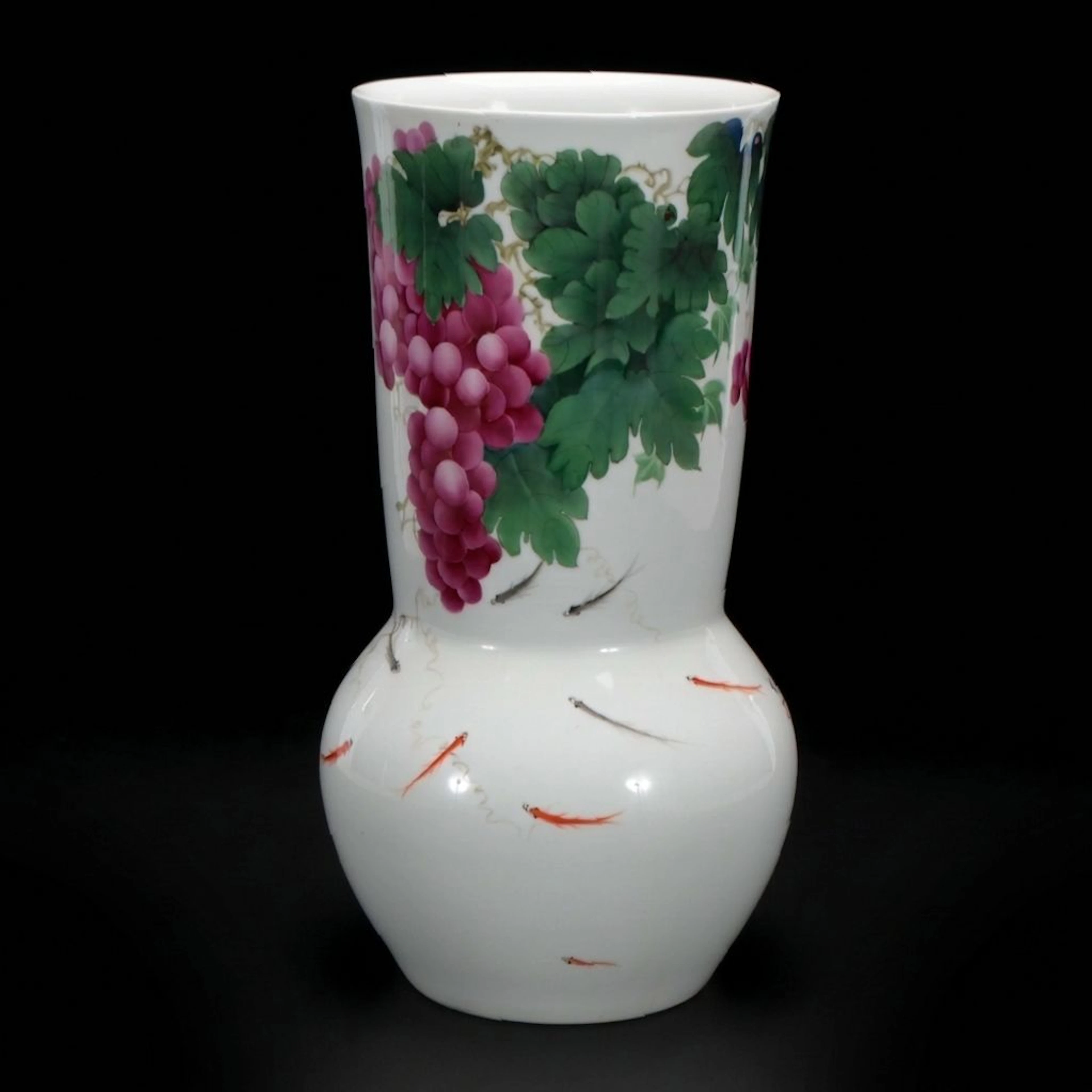 Chinese Hand-Painted Porcelain Floor Vase with Prosperity Motif