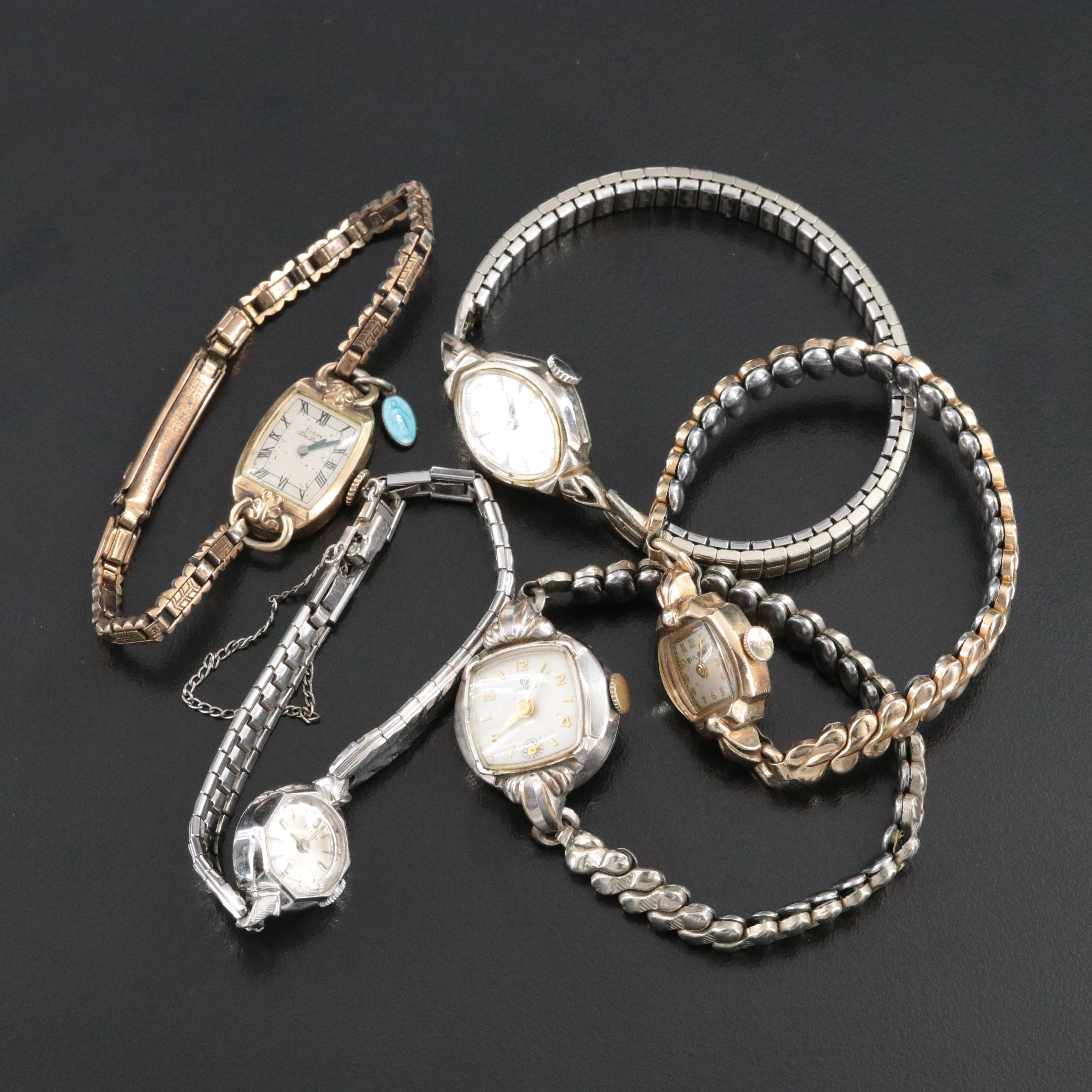 Collection of Gold Tone and Silver Tone Stem Wind Watches