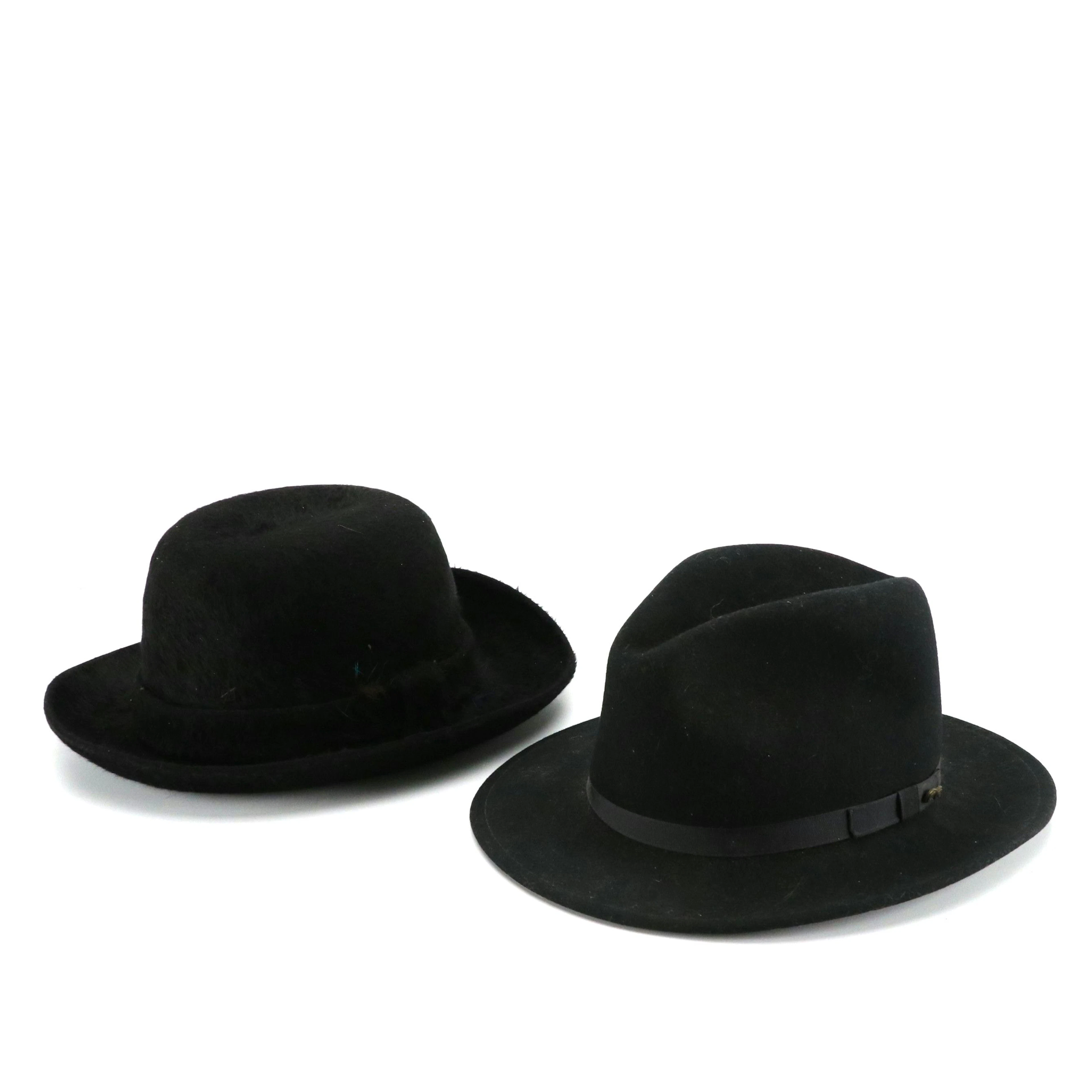 Borsalino Black Beaver Fur Hat and Country Gentleman Felted Wool Hat