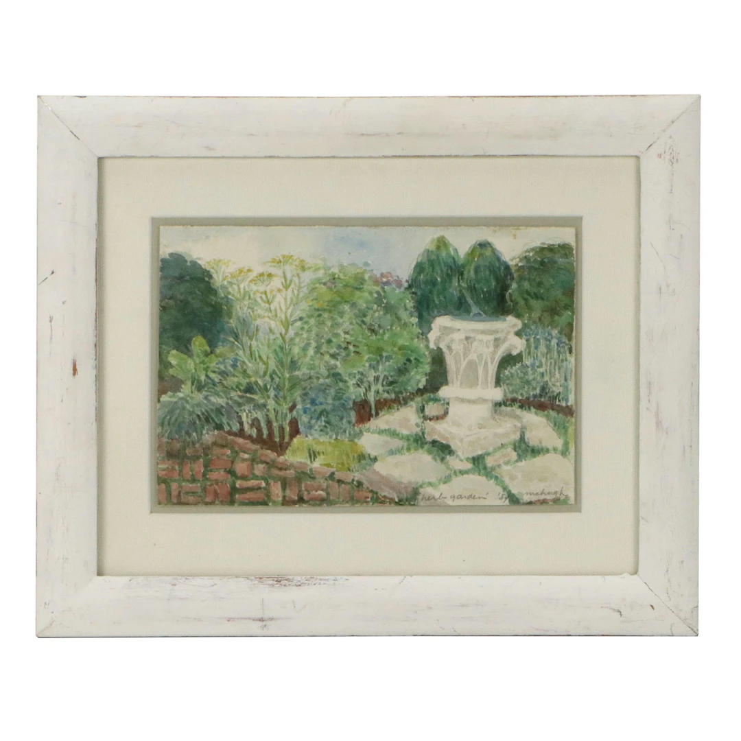 McHugh Watercolor Landscape Painting "Herb Garden," 1984