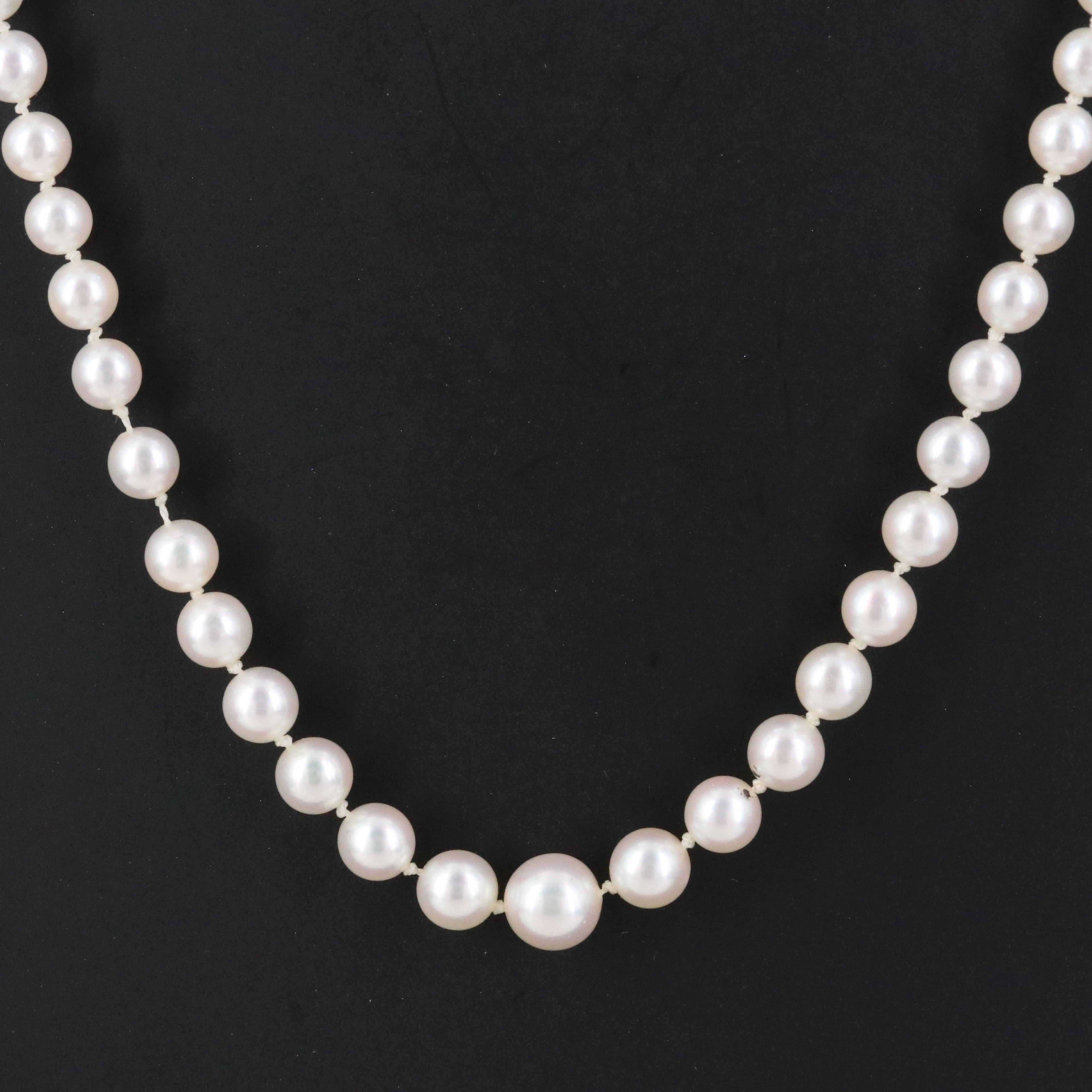 Mikimoto Matinee Length Graduated Pearl Necklace with a Sterling Clasp