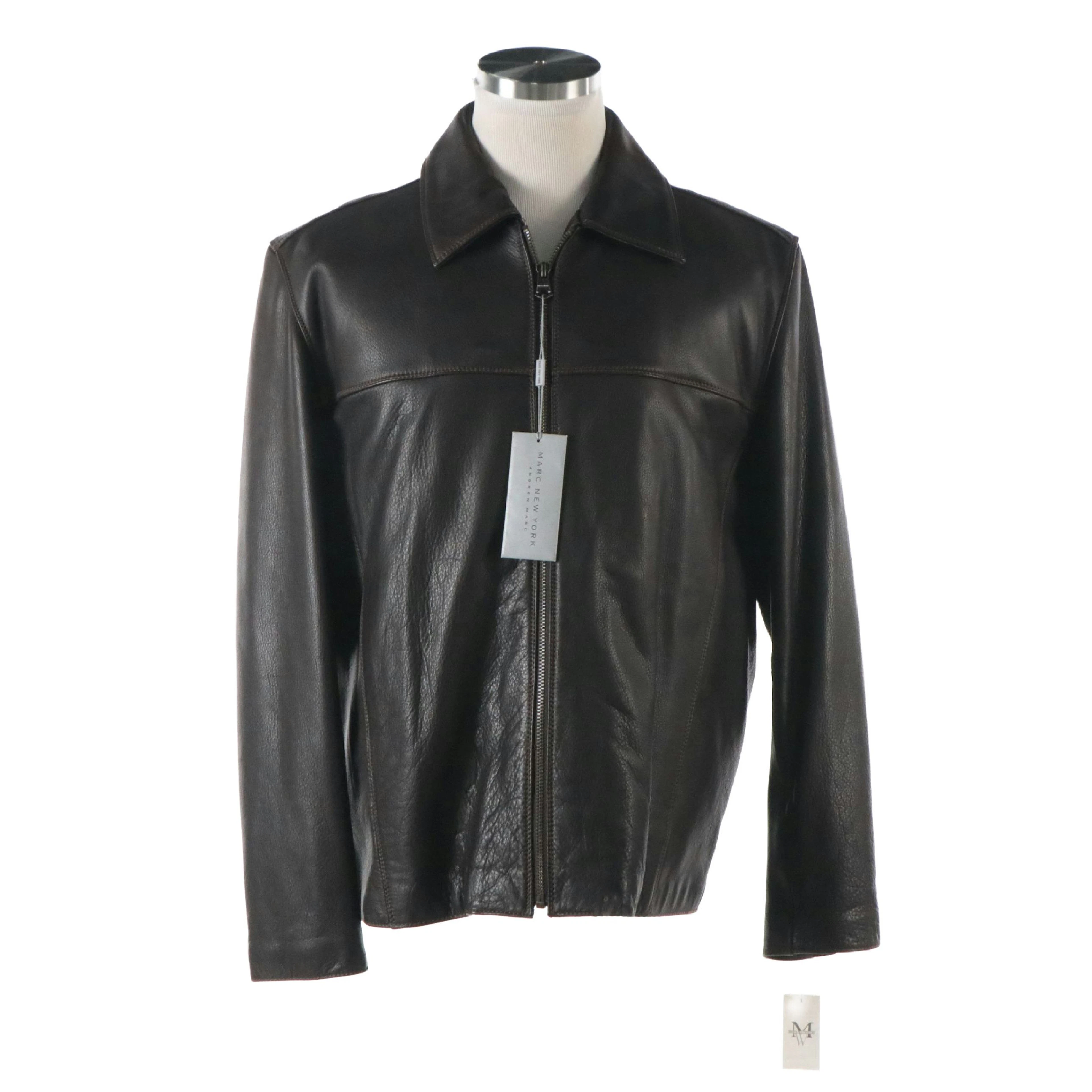 Andrew Marc by Marc New York Dark Brown Leather Jacket with Tag